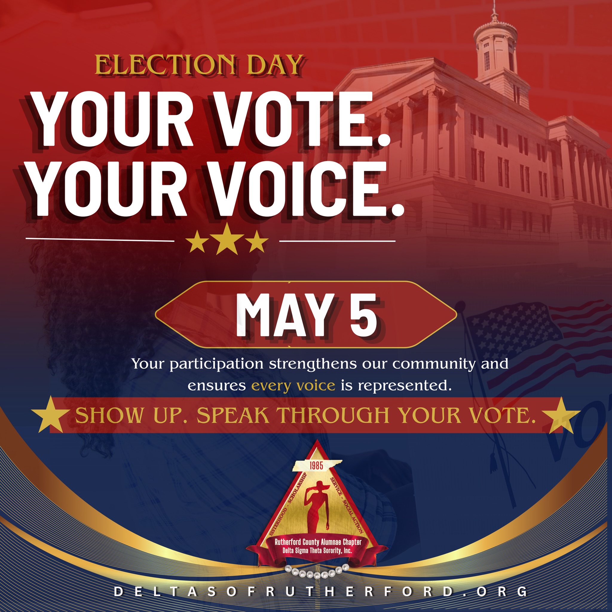 Get up, get up, get up Rutherford County!! It’s time to vote!! Go out there and make your voice heard, make a change! #rcacdeltas #socialaction #voter