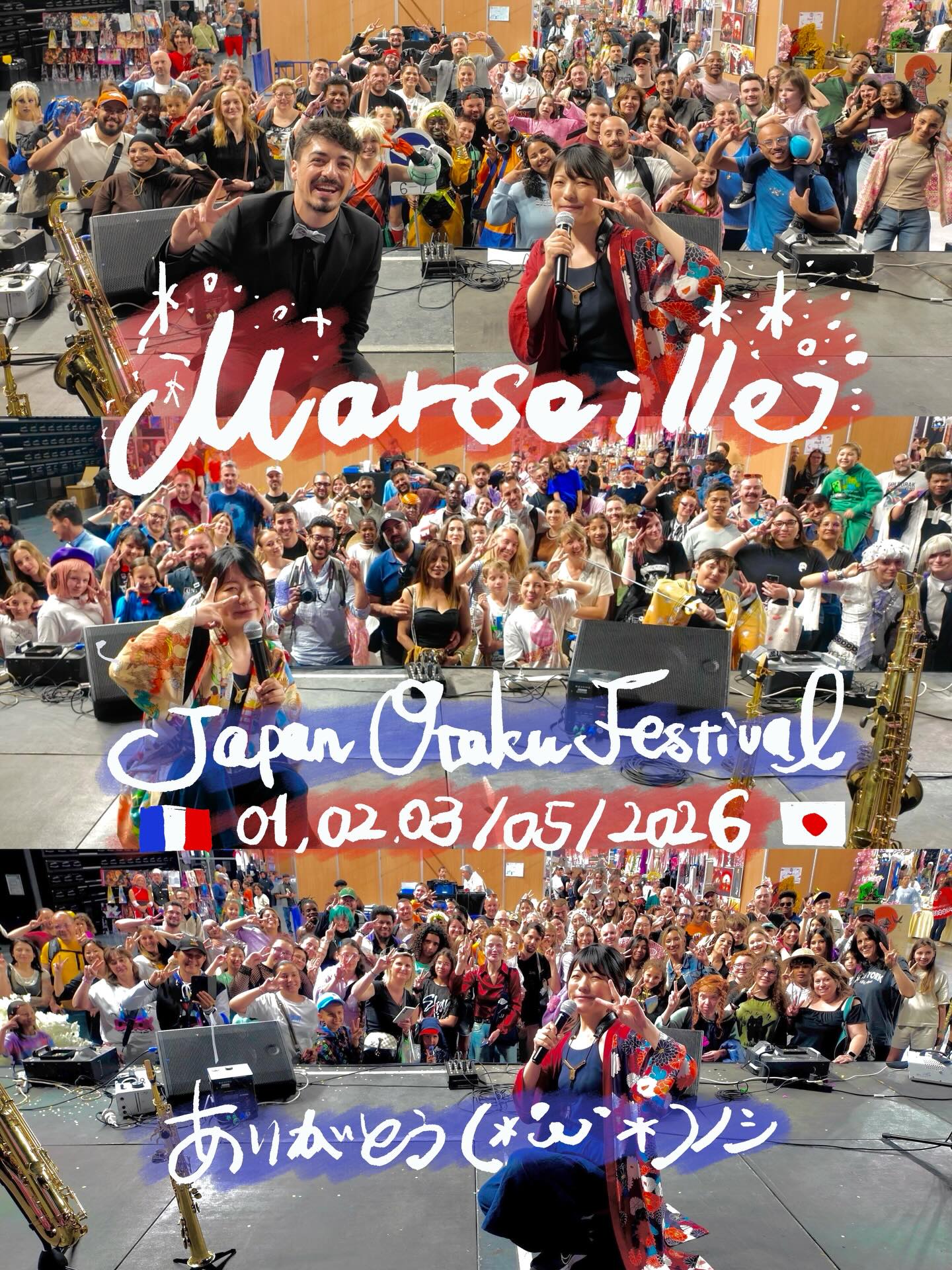 🇫🇷🗼 Japan Otaku Festival Marseille 🎷🇯🇵
1-3/05/2026 | Palais des sports de Marseille, France
Le dernier Japan Fest du cette saison pour moi s’est déroulé à Marseille sur 3 jours — trois jours incroyablement intenses et de courbatures inévitables 🥹🤟😎 Merci à tout le monde, vous étiez très chaud Marseille 🔥❤️🔥🥰
Le plus beau, c’était de pouvoir enfin partager ce grand banquet tant attendu avec les staff et les guests 🍻🥳
Depuis mars 2025, j’ai la chance de participer à ce festival, et en comptant bien, c’était ma 41e apparition à Marseille.
Un immense merci du fond du cœur aux Japan Otaku festival et Japan manga wave, superbes artistes, ainsi qu’aux merveilleux staff qui me soutiennent toujours 🕊️💐
La collaboration explosive avec Hiroki Takahashi san et Pixel Syndrome arrive dans le prochain post 😎🤟❤️🔥
🇯🇵
私にとって上半期最後のジャパンフェスはマルセイユでの3 days、激アツで筋肉痛不可避な素晴らしい三日間でした🥹🤟😎盛り上がってくれた観客の皆さん、ありがとう😭✨
今回1番嬉しかったのは、スタッフの皆とゲストの方々と、念願だった大きい宴が出来たこと🍻🥳
2025年3月からこのフェスティバルに参加させてもらえて、数えてみるとこのマルセイユで41回目の出演でした。
素晴らしいアーティストの方々、いつも支えてくれる素晴らしいスタッフの方達、いつも呼んでくださるフェスティバルの皆様に心からの感謝を🕊️💐
激アツだった高橋洋樹さん、Pixel Syndrome とのコラボは次のポストにて😎🤟❤️🔥
Dans la photo 🙏🥰
💐 @abdel.ellt
💐 @eibar.rihat_10
🎤 @larebouille
🎧 @hadrienbricole
🐉 @hiroki6998
🔫 @pixel.syndrome
🌹 @enriquechanteur
🎙️ @arthurpestel
🥋 Grégory
Arigato 🙏🥰
⛩️ @japan_manga_wave
🌊 @japan_otaku_festival
🌞 @marseille_japan_otaku_festival
===========
Next concert “JapANIMusique !!🇯🇵” ➡️
◼︎28/06/2026 | 🇳🇱Amsterdam, Pay-bas
◼︎04/07/2026 | 🇫🇷Lyon, France
◼︎05/07/2026 | 🇫🇷Tours, France
NEW!!◼︎12-13/09/2026 | 🇨🇭Berne, Swiss
NEW!!◼︎26-27/09/2026 | 🇧🇪Liege, Belgique
===========
🎷SUMiKA (辻本 純佳)
@bgfrance_official Official Artist
@henriselmerparis Official Artist
#SumikaSaxophone #bgfranceligature
#selmersaxophones #selmerandfriends
#japanotakufestival
===========