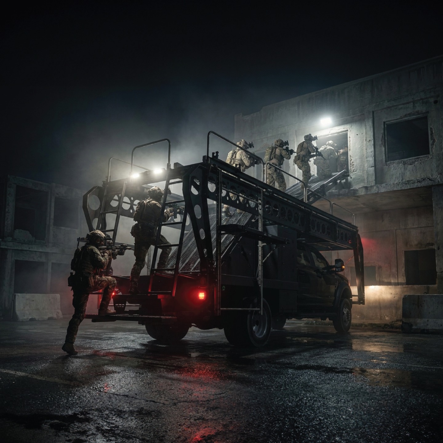 The TAG Dynamics Ramp System, engineered on the heavy-duty Ford F-550 chassis, is the ultimate solution for rapid, secure access in high-risk zones.
Featuring a modular design and full armored protection, this system allows tactical teams to breach and maneuver with total confidence. From non-slip surfaces to reinforced guardrails, we have prioritized operator safety without compromising speed.
When the mission demands stability in the face of chaos, TAG Dynamics delivers.
Contact us to learn more.
#TAGDynamics #TacticalVehicles #ArmoredVehicle #FordF550 #MissionReady #DefenseIndustry #SecuritySolutions #EngineeringExcellence