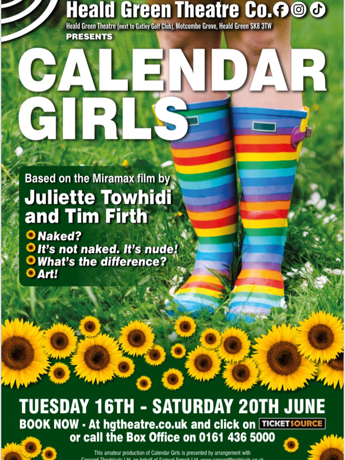 🌻Don’t miss this fabulously feel-good play!
💥BOOK NOW, tickets only £12!
💥https://www.ticketsource.com/hgtctheatre🤣
Or call 0161 436 5000 and leave a message