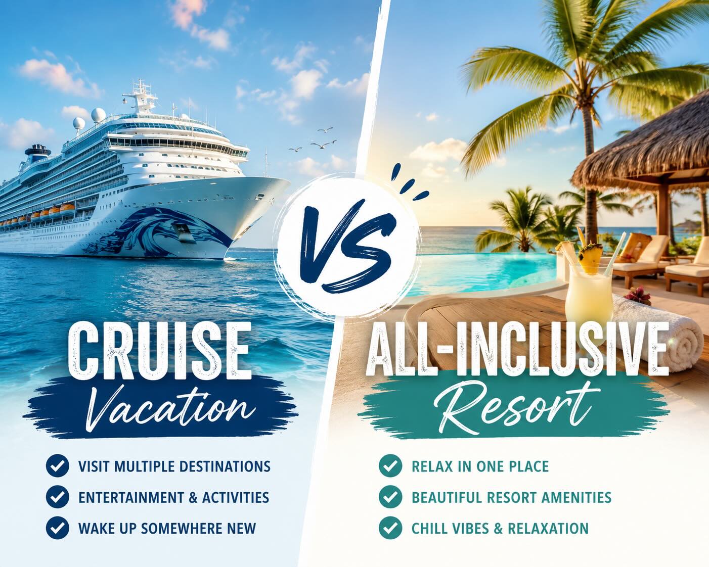Ok let’s settle this debate 😏
Which vacation would YOU pick? 👀
🏝️ All-inclusive resort
OR
🚢 Cruise vacation
If your perfect vacation looks like:
🍹 Relaxing by the pool with a drink in hand
🌴 Staying in one beautiful location
😌 Slower paced and laid back vibes
…then an all-inclusive might be perfect for you ✨
BUT if you love:
🌎 Visiting multiple destinations
🎭 Entertainment and activities
🚢 Waking up somewhere new
…then cruising might be more your style 🙌
Honestly? Both are amazing for different reasons and you really can’t go wrong 😍
So tell me…
💬 Team CRUISE or Team RESORT?
#CruiseLife #AllInclusiveResort #VacationPlanning #TravelMore #ValleyViewTravels