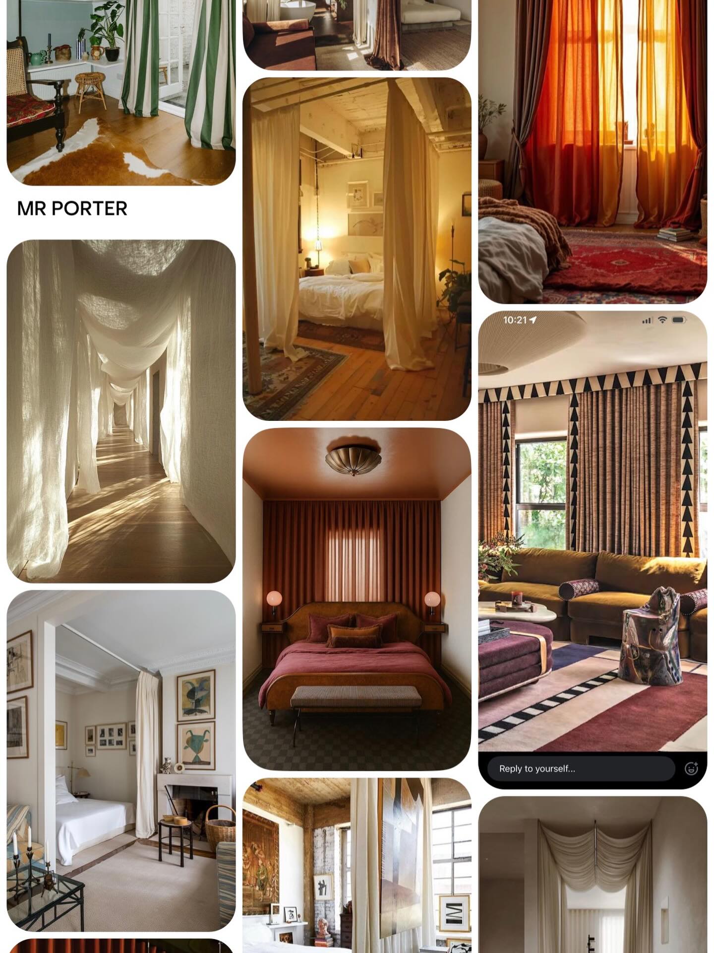 I’ve got something to say about…curtains!
So often we think of curtains as purely functional — blocking light, adding privacy, framing a window. But they can be so much more than that.
Curtains have this quiet power to completely shape a space.
They can soften a room, filter light into something warm and diffused, and shift the entire mood depending on the fabric you choose. A sheer linen curtain? Airy, dreamy, a little romantic. A heavier drape? Cozy, grounded, intimate.
And beyond the window — I’ve been especially inspired by all the ways curtains are being used creatively:
• wrapped around a bed to create a soft, cocoon-like retreat
• used as room dividers to define spaces without closing them off
• layered to play with light, texture, and depth
It’s one of the simplest ways to add personality to a space without committing to something permanent.
Curtains don’t just sit in a room — they shape how it feels.
#niksenmoods
#curtains
#interiordesign