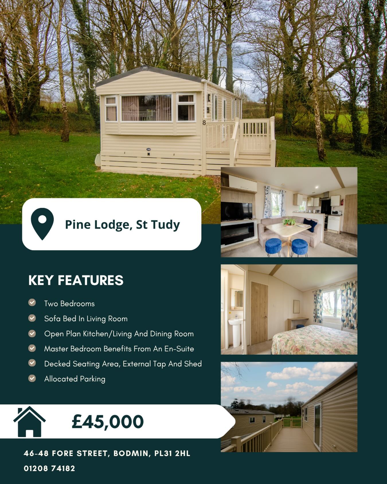 📍8 Pine Lodge, St Tudy
🏠 £45,000
Situated within the sought-after premiere site Hengar Manor Holiday Park in the charming village of St Tudy, 8 Pine Lake is a delightful Hudson caravan enjoying a peaceful rural setting with attractive views across the surrounding countryside and towards the on-site lake. This well-positioned park home presents an excellent opportunity for those seeking a relaxing holiday retreat in the heart of North Cornwall.
To enquire about this property, please call our Bodmin Branch on 01208 74182 📞
#cornwallliving #cornishestateagent #propertiesforsale