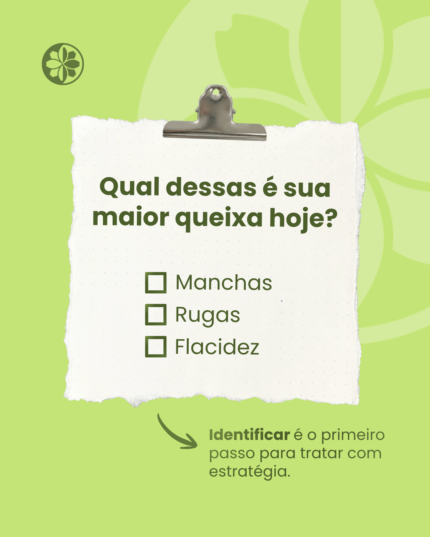 Cada pele tem uma necessidade diferente — e entender a sua principal queixa muda completamente o resultado do tratamento.
Manchas, rugas e flacidez exigem abordagens específicas, protocolos adequados e, principalmente, constância no cuidado.
Quando o diagnóstico é bem direcionado, os dermoativos atuam com mais eficiência e os resultados aparecem de forma mais consistente.
💬 Comenta aqui qual é a sua principal queixa e a nossa equipe te orienta com os dermoativos ideais para o seu caso. 💚
