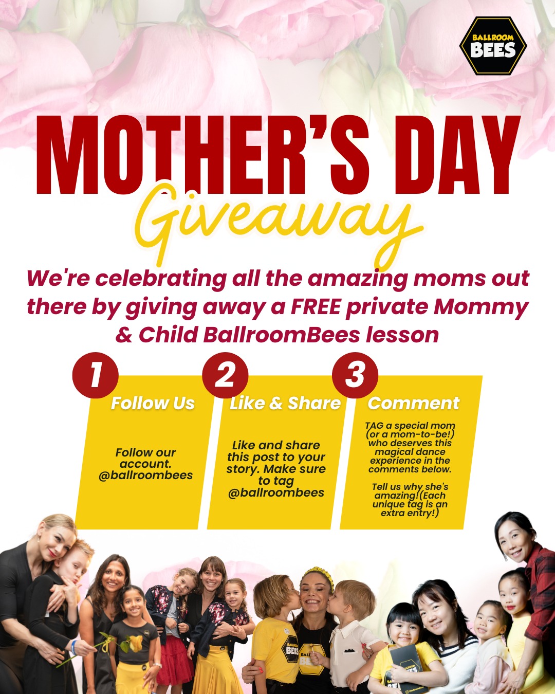 ✨ This Mother's Day, give the gift of unforgettable moments! ✨
At BallroomBees, we believe in empowering children and fostering incredible bonds through the magic of dance.
We're celebrating all the amazing moms out there by giving away a FREE private Mommy & Child BallroomBees lesson to one lucky mother and her child!
This is more than just a dance class; it's an experience to cherish, building confidence, coordination, and pure joy together.
How to Enter:
1. FOLLOW @ballroombees
2. LIKE & SHARE this post to your story. Make sure to tag @ballroombees.
3. COMMENT
TAG a special mom (or a mom-to-be!) who deserves this magical dance experience in the comments below. Tell us why she's amazing! (Each unique tag is an extra entry!)
Entries close on May 10th, 2026 at 11:59 PM HKT.
The winner will be announced on May 11th, 2026 on our stories and contacted via DM. Good luck!
#BallroomBees #MothersDay #MomAndMe #DanceWithMom