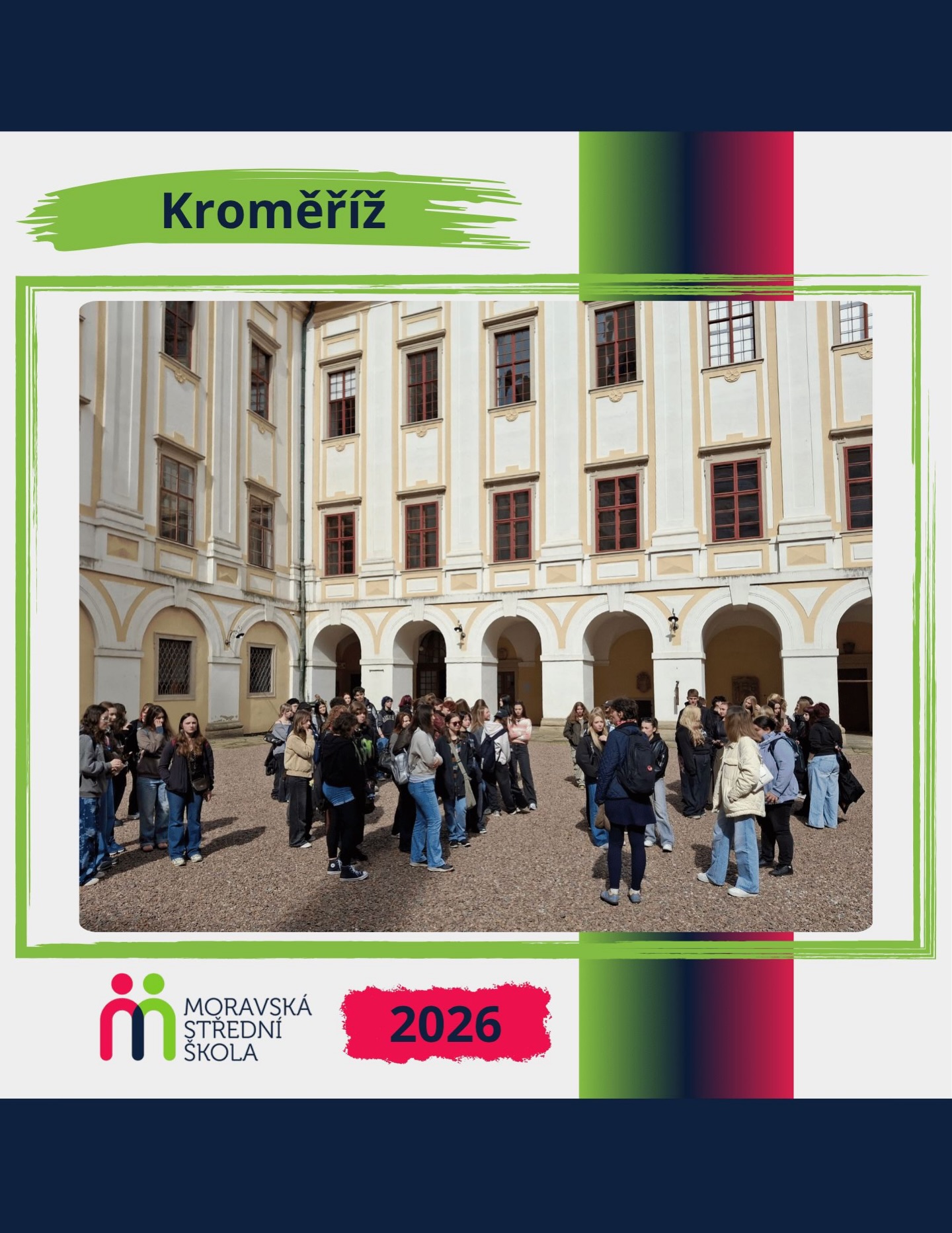 Výtvarný obor (VM1, VM2 a VM3) se vydal na výlet do Kroměříže, kde jsme navštívili Arcibiskupský zámek 🏰
Prošli jsme trasu Cesta dědictví – od obrazárny přes Manský sál a kabinety až po historickou knihovnu s desítkami tisíc svazků 📚
V obrazárně jsme viděli slavné dílo Apollo a Marsyas od Tiziana 🎨 a celý zážitek zakončil výhled z věže na město a okolí 🌄
#vytvarnyobor #kromeriz #exkurze #umeni #vyuka