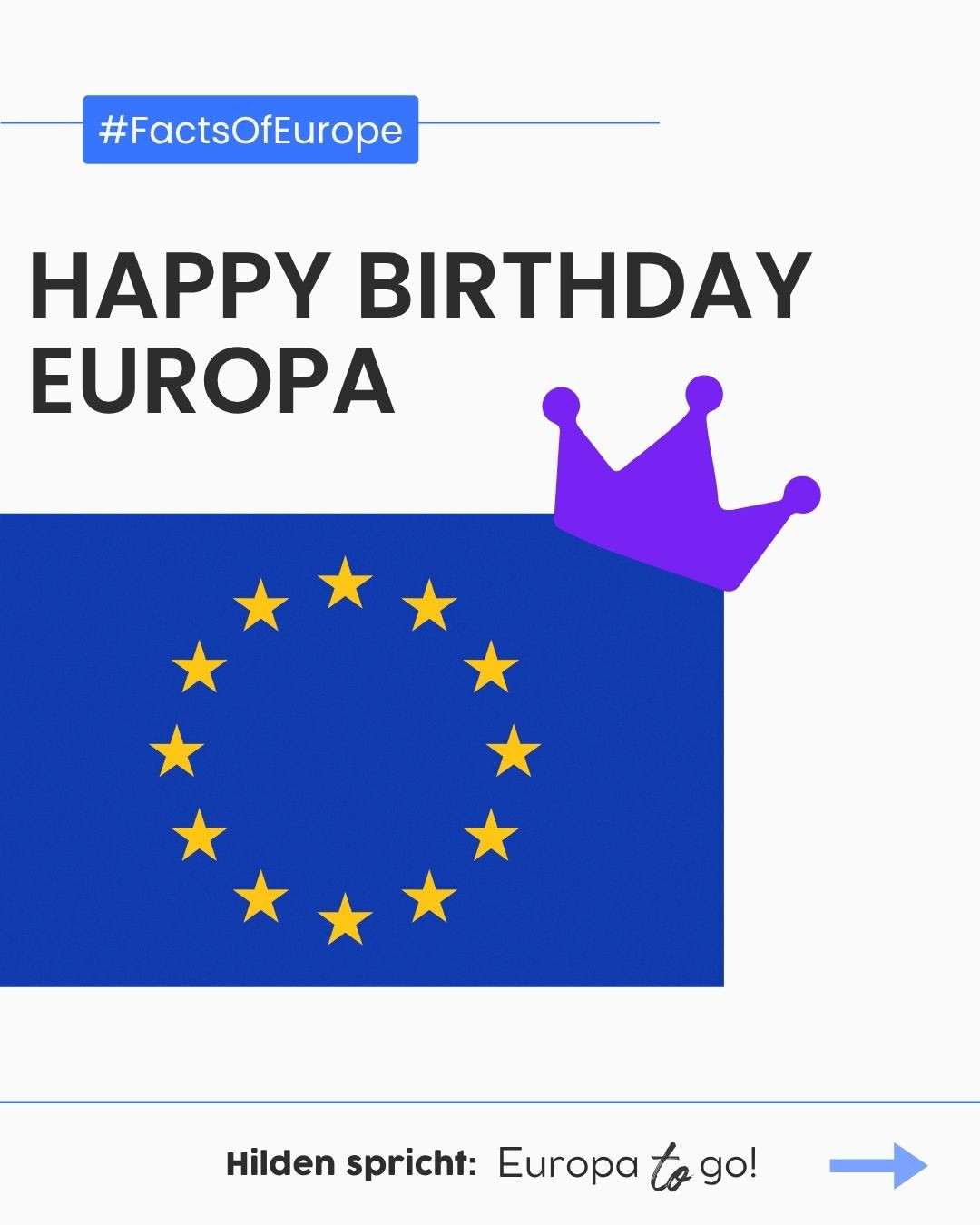 Happy Birthday Europa🎉
Am 9. Mai feiern wir, was uns verbindet.
Feiert mit uns - hier sind ein paar coole Facts für euch!
„Hilden spricht: Europa to go“ wird von der Landesinitiative Europa-Schecks des Ministers für Bundes- und Europaangelegenheiten, Internationales sowie Medien und Chef der Staatskanzlei des Landes Nordrhein-Westfalen unterstützt. Im Auftrag der Europaunion Haan und in Kooperation mit der VHS Hilden-Haan.
#EU #birthday #Europa #EuropaTag #Hilden #HildenSpricht #together #FactsOfEurope