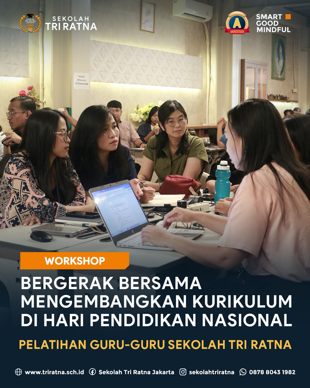 Hari Pendidikan Nasional menjadi pengingat bersama bahwa guru memiliki peran penting dalam kemajuan pendidikan. Bukan hanya mengajar, tetapi juga terus belajar dan berkembang.
Hari Pendidikan Nasional - 2 Mei 2026, bertepatan dengan long-weekend, guru-guru Sekolah Tri Ratna berkumpul bersama, berlatih dan berdiskusi bersama dengan penuh semangat untuk mengembangkan kurikulum yang berkelanjutan.
Sekolah Tri Ratna memfasilitasi para guru untuk memperkuat kompetensi, serta memperluas wawasan yang mendukung dalam proses mendampingi setiap murid dengan lebih sadar, adaptif, dan bermakna.
Kami percaya bahwa guru yang terus belajar dan bertumbuh akan menciptakan pendidikan di Indonesia yang semakin baik, berkembang, dan membawa manfaat bagi setiap anak.
Mari bersama menguatkan peran guru, dan terus bergerak menciptakan pendidikan yang berkualitas.
SMART ⢠GOOD ⢠MINDFUL
Bergabunglah bersama Sekolah Tri Ratna!
š psb.triratnaschool.sch.id
āļø +62 878-8043-1982
SMART ⢠GOOD ⢠MINDFUL
#sekolahjakarta #sekolahbuddhajakarta #sekolahtriratnaĀ #sekolahjakartabaratĀ #mindfulschool