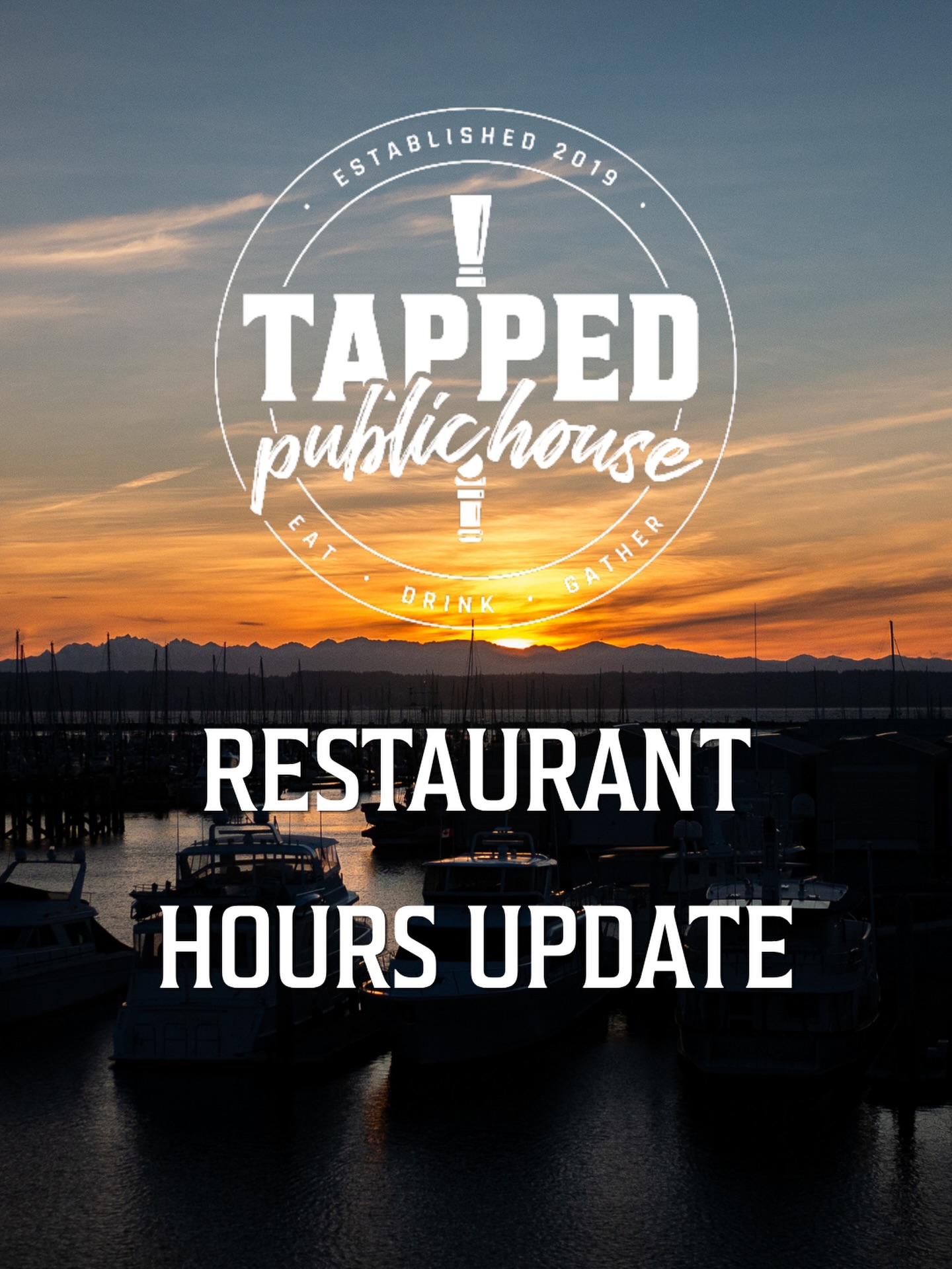 The days are getting longer, so we’ve updated our hours across all Tapped locations to stay open later and give you more time to settle in, grab another round, and take your time!
Camano Island
Mon–Thur: 11AM–8PM
Fri–Sat: 11AM–8:30PM
Sun: 11AM–7:30PM
Mukilteo & Mill Creek
Mon–Thur: 11AM–9PM
Fri–Sat: 11AM–10PM
Sun: 11AM–8PM
At The Port
Mon–Thur: 11AM–9PM
Fri–Sat: 11AM–10PM
Sun: 11AM–8PM
Eat, Drink, Gather... even later!
