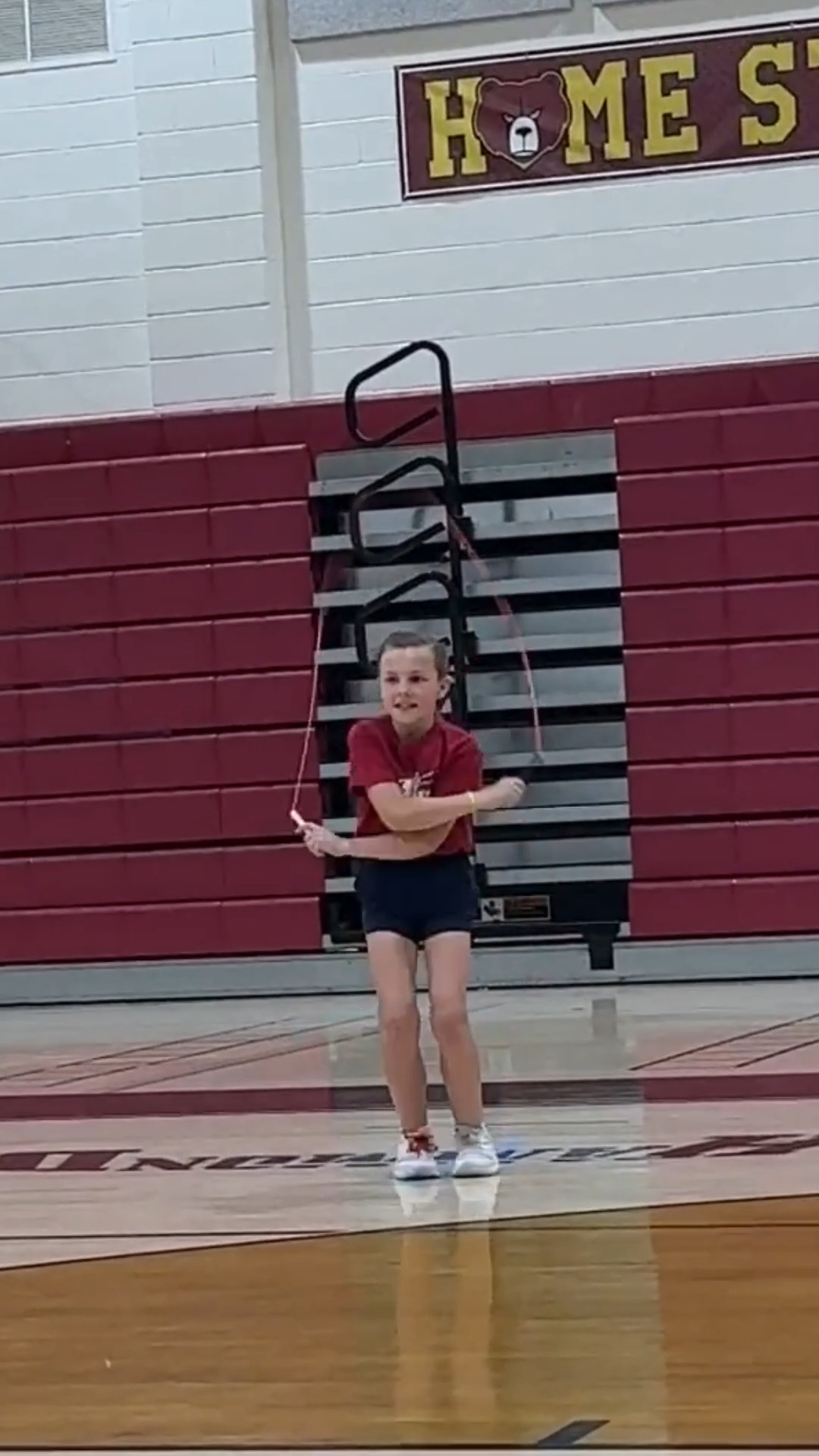 An example of a single rope freestyle....from one of our Joeys at her very first jump rope competition! Good work in front of that panel of judges!
