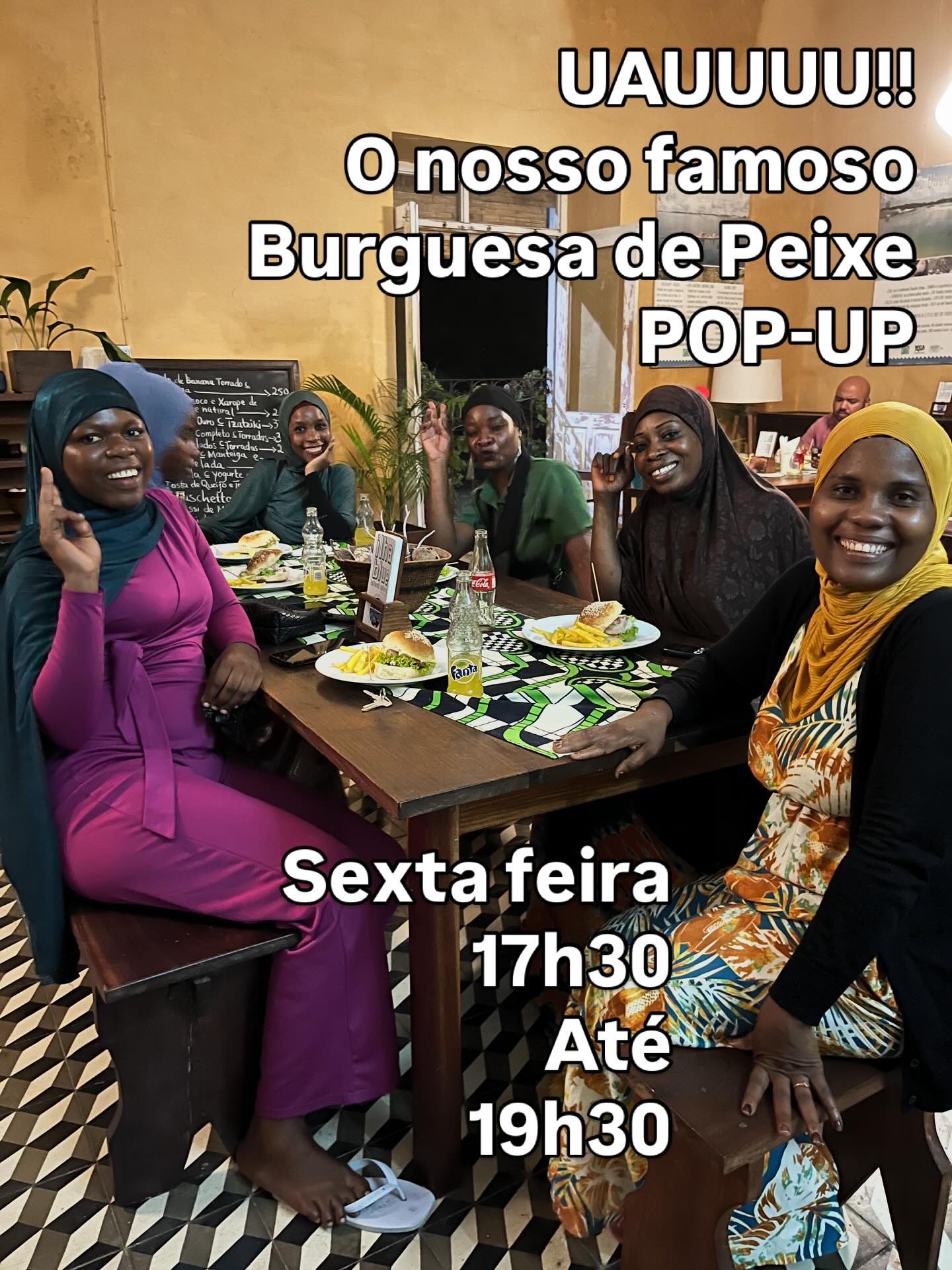 POP-UP Burguesa de Peixe
Fim de semana prolongado
Feliz Dia do Trabalhador!
É tempo de relaxar. Delicie-se com os nossos famosos burguesas de peixe. Pegue numa cerveja bem gelada. Dê uma pausa.
@cafe.stonetown
#ilhademoçambique
#chilloutvibes
#goodvibes
#numaboa
