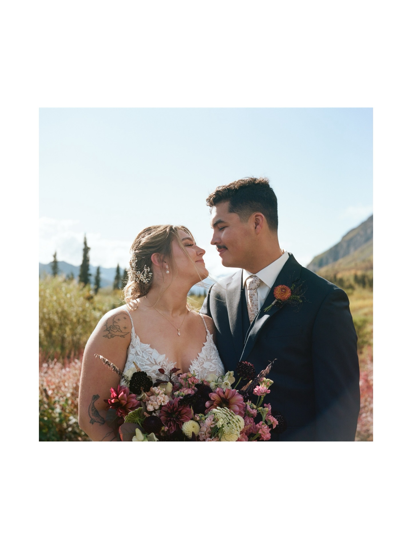 35mm and 120 film scans from Andrea and Josh’s wedding day.
Celebrating together under the fall Alaskan mountains. Beautiful light, real moments, fierce love.
Digital frames coming soon 🤙
Venue: @majesticvalleywildernesslodge @majestic_heli
Hair: @mollyjade.hair
Makeup: @burnoutbeautystudio
Florals: @browndogflowerfarm