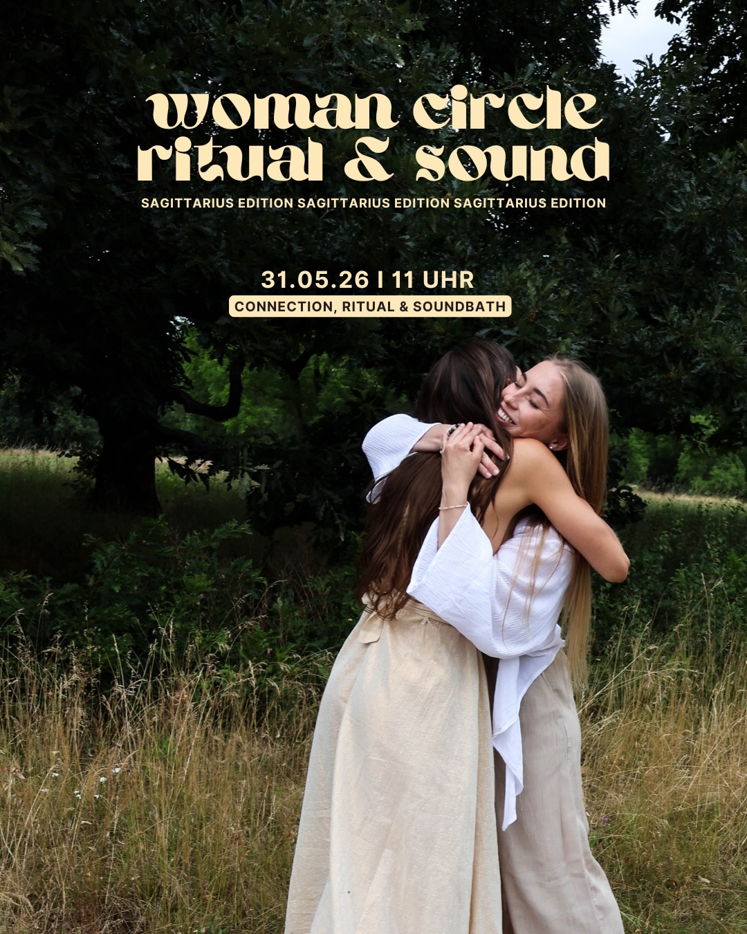 FULL MOON IN SAGITTARIUS 🌕🔥
Woman Circle Ritual & Sound (Outdoor)
31.05. | 11–13 Uhr
Wenn du in letzter Zeit das Gefühl hattest, festzustecken…
dann ist das dein Moment.
Der Schütze-Vollmond bringt Bewegung rein.
Er will, dass du größer denkst, mutiger fühlst und wieder ins Vertrauen kommst.
In diesem Woman Circle bekommst du genau dafür Raum:
→ Klarheit für das, was als Nächstes kommen darf
→ Loslassen von dem, was dich klein hält
→ Verbindung zu dir selbst & anderen Frauen
→ neue Energie, neue Ausrichtung
Wir verbinden Ritual, Bewegung, Breath & Sound – draußen in der Natur.
Kein Konzept, das du „richtig machen“ musst. Sondern ein Raum, in dem du einfach du sein darfst.
Und ja – du wirst danach anders rausgehen. Leichter. Klarer. Mehr bei dir.
Zum Abschluss: ein Sound Bath, das dein System runterfährt und alles integriert.
Wenn du schon länger spürst, dass du dir wieder mehr Zeit für dich nehmen willst –
dann hör auf, es aufzuschieben.
🗓 31.05.26 | Sonntag
⏰ 11–13 Uhr
📍 Outdoor
🎟 Plätze sind begrenzt – Link in Bio oder schreib mir direkt
Ich halte den Raum für dich. Du musst nur kommen 🤍
Photo by @joselyn.morales.acuna ☀️