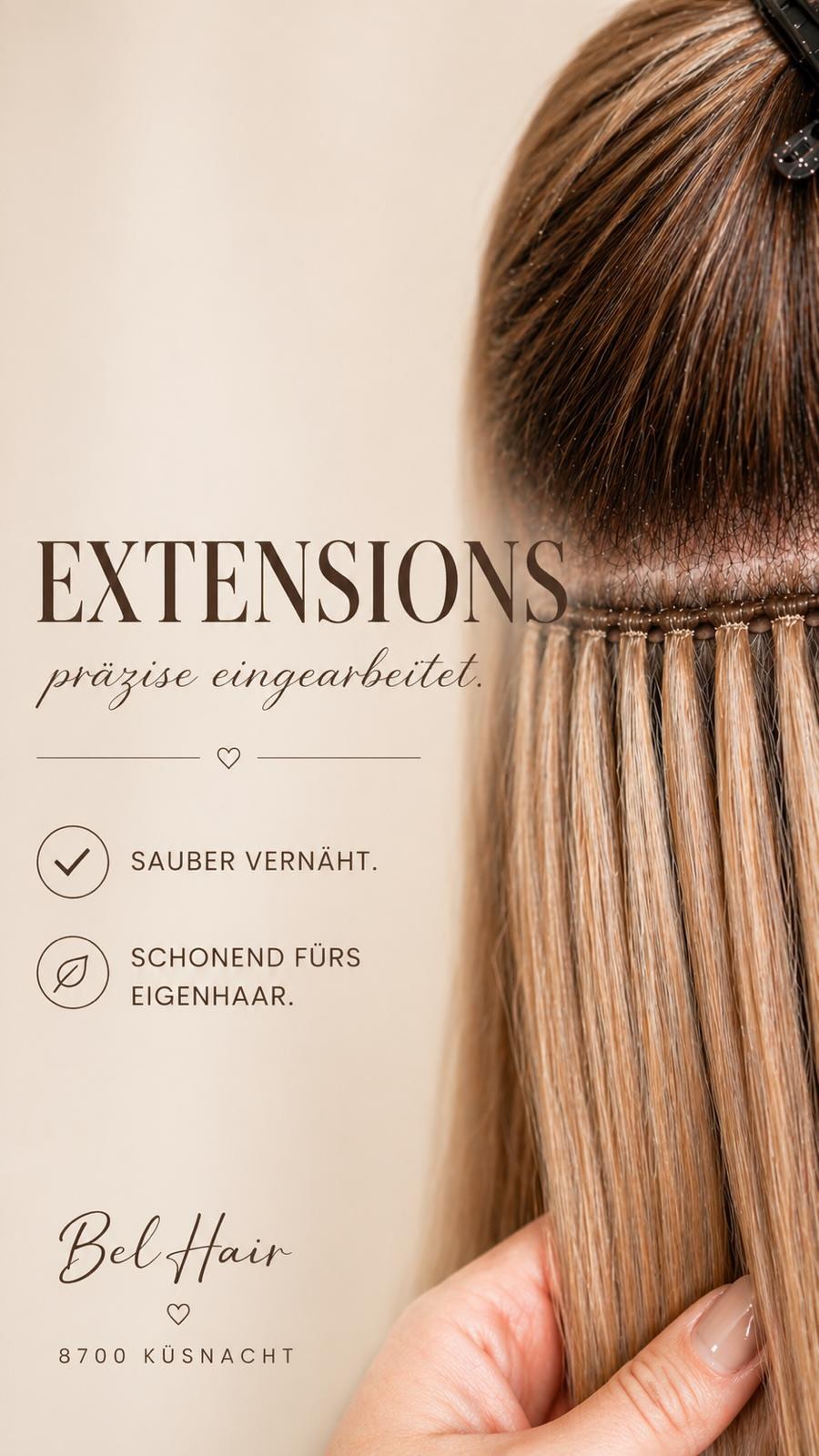 Extensions sind nicht gleich Extensions.
Es kommt darauf an,
wie präzise sie eingearbeitet sind.
Sauber vernäht.
Schonend fürs Eigenhaar.
Und so natürlich,
dass man sie nicht sieht.
Genau darauf lege ich Wert.
Für Frauen,
die Qualität fühlen
und keine Kompromisse machen.
Bel Hair 8700 Küsnacht
#extensionsschweiz #haarextensions#haarverdichtung #feineshaar #haarausfall