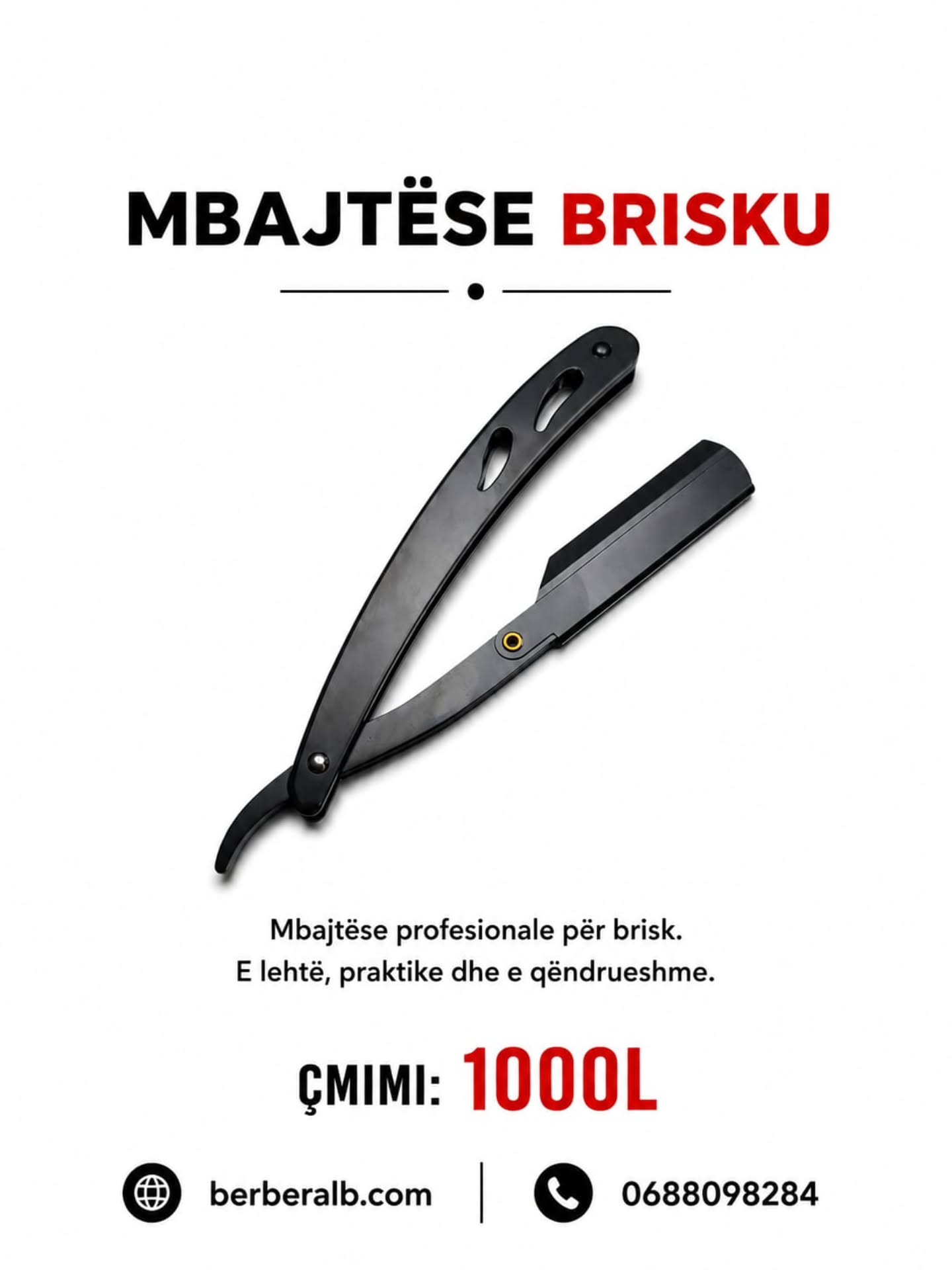 MBAJTËSE BRISKU
Mbajtëse profesionale për brisk.
E lehtë, praktike dhe e qëndrueshme.
💰 ÇMIMI: 1000L
🌐 berberalb.com
📞 0688098284
#MbajtëseBrisku #Berber #BarberShop #Profesionale #BerberAlb