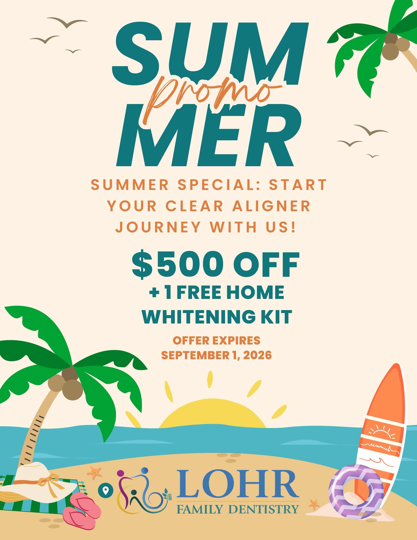 You know what looks really great with a tan? White, straight teeth! 🦷 😎 Give us a call to learn more on our summer promo! #cosmeticdentistry #clearaligners #drlohrdds #annardh #lohrfamilydentistry
