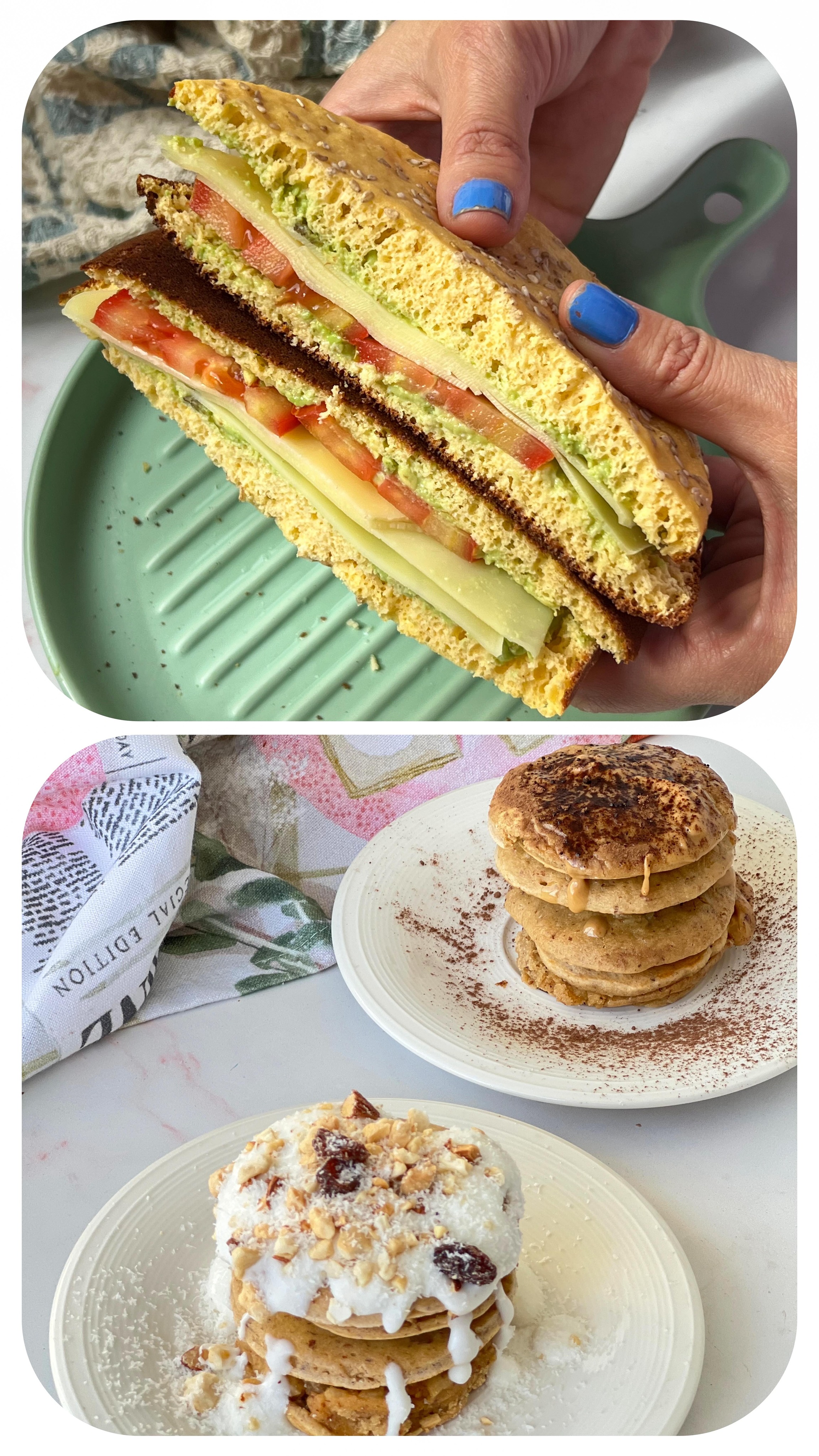 2 ideas sin gluten para variar tus desayunos 🥞🥪😍
➡️ Te dejo una dulce y una salada 😋
No se trata de hacer recetas complicadas, sino de tener opciones simples para tu día a día 🙌
🙋🏻♀️Porque cuando tenés ideas a mano, es mucho más fácil no caer siempre en lo mismo, sobre todo si sos celíaca ✨
🥞 Pancakes:
✔️ ¾ tazas harina de avena sin gluten
✔️ 3 cdas harina de almendras
✔️ 2 huevos
✔️ 1/2 banana madura
✔️ 1 cdta polvo de hornear
✔️ Chorrito de leche descremada
✔️ Edulcorante a gusto (opcional)
🍫Topping: crema de maní s/az + cacao en polvo s/az
🥥 Topping: yogur natural s/az + frutos secos + coco rallado
🥪 Pancito tipo sándwich:
✔️ 1/4 taza de harina de garbanzo
✔️ 1 huevo
✔️ 1 cda de yogur natural s/az
✔️ 1 cta de polvo de hornear
✔️ Pizca de sal
🌱 Topping: semillas de sésamo integral
➡️ Use los productos libre de gluten de @niter_alimentos
🛒Podés hacer tu pedido directamente desde la web ✨👩🏻💻
Www.niter.com.uy 🌎 Envían a todo el país.
📍Están ubicado en Br. José Batlle y Ordóñez 3381, Montevideo
⁉️ Ahora contame vos…qué team sos dulce o salado? Te leoo 😊
#celíacos #libredegluten #desayunosaludable #singluten #celiaquía