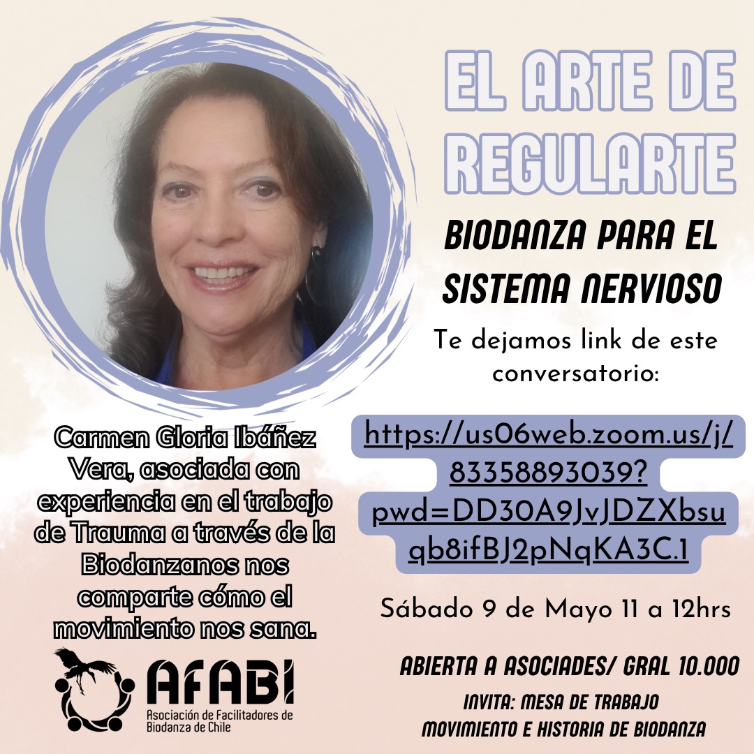 Buen día comunidad!
Les compartimos estas invitaciones que vienes desde las mesas de trabajo de AFABI y personas asociadas 🙌
Para participar debes entrar a los links que dejaremos a continuación:
SÁBADO 9 - 11hrs
https://us06web.zoom.us/j/83358893039?pwd=DD30A9JvJDZXbsuqb8ifBJ2pNqKA3C.1
LUNES 11 - 19hrs
https://us06web.zoom.us/j/88425071047?pwd=qYYsYwCSUj44iXzKB6zK3HrNwZs6m8.1
Recuerda que para optar a tus beneficios de asociade debes tener tu cuota actualizada. En caso de no estarlo, puedes encontrar los datos para transferir en la página web y los estaremos compartiendo ese día en la reunión 😉
Si quieres compartir tu experiencia y herramientas, solo escríbenos a nuestro correo asociacionbiodanzachile@gmail.com
Nos vemos en la ronda!