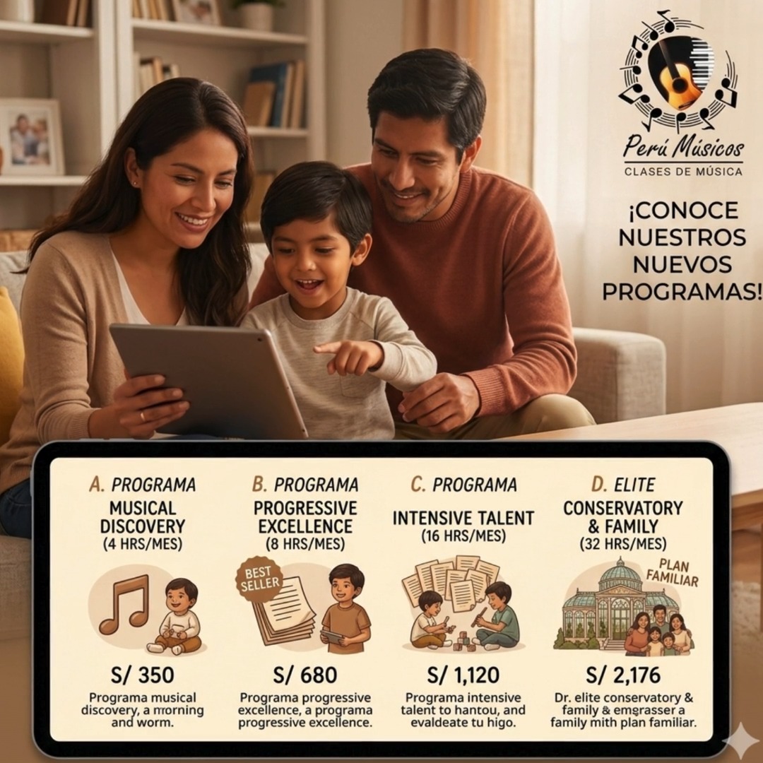 🥰¿Deseas que tu hijo/a desarrolle su máximo potencial artístico y personal? No te conformes con simples "clases de música". En Perú Músicos, te ofrecemos una formación integral que transforma vidas.
🎹Nuestra "Escalera de Valor" está diseñada para guiar a tu hijo/a en un camino de crecimiento continuo, adaptándose a sus necesidades y aspiraciones. No se trata solo de aprender a tocar un instrumento, sino de cultivar disciplina, sensibilidad artística y confianza en sí mismo.
❤Imagina a tu hijo/a desbordando alegría al dominar un instrumento, expresando sus emociones a través de la música y desarrollando habilidades que le servirán para toda la vida. Nuestra metodología PNL, aplicada a la música, potencia el aprendizaje y la conexión emocional, garantizando resultados visibles.
🧐No elijas un "precio", elige el "nivel de éxito" para tu hijo/a. Explora nuestra "Escalera de Valor" y contáctanos para una asesoría personalizada. ¡Invierte en su futuro hoy mismo!
www.perumusicos.com
Reserva tus clases al Whatsapp https://wa.me/51922168421 y https://wa.me/51984150584 ¡RESERVA TUS CLASES AHORA!
#PeruMusicos #EducacionMusical #PNLyMusica #PotencialInfantil #ClasesDeMusica #MusicaYEducacion #FormacionIntegral #HijosFelices #DesarrolloPersonal #MusicaLima #ClasesDeMusicaOnline
