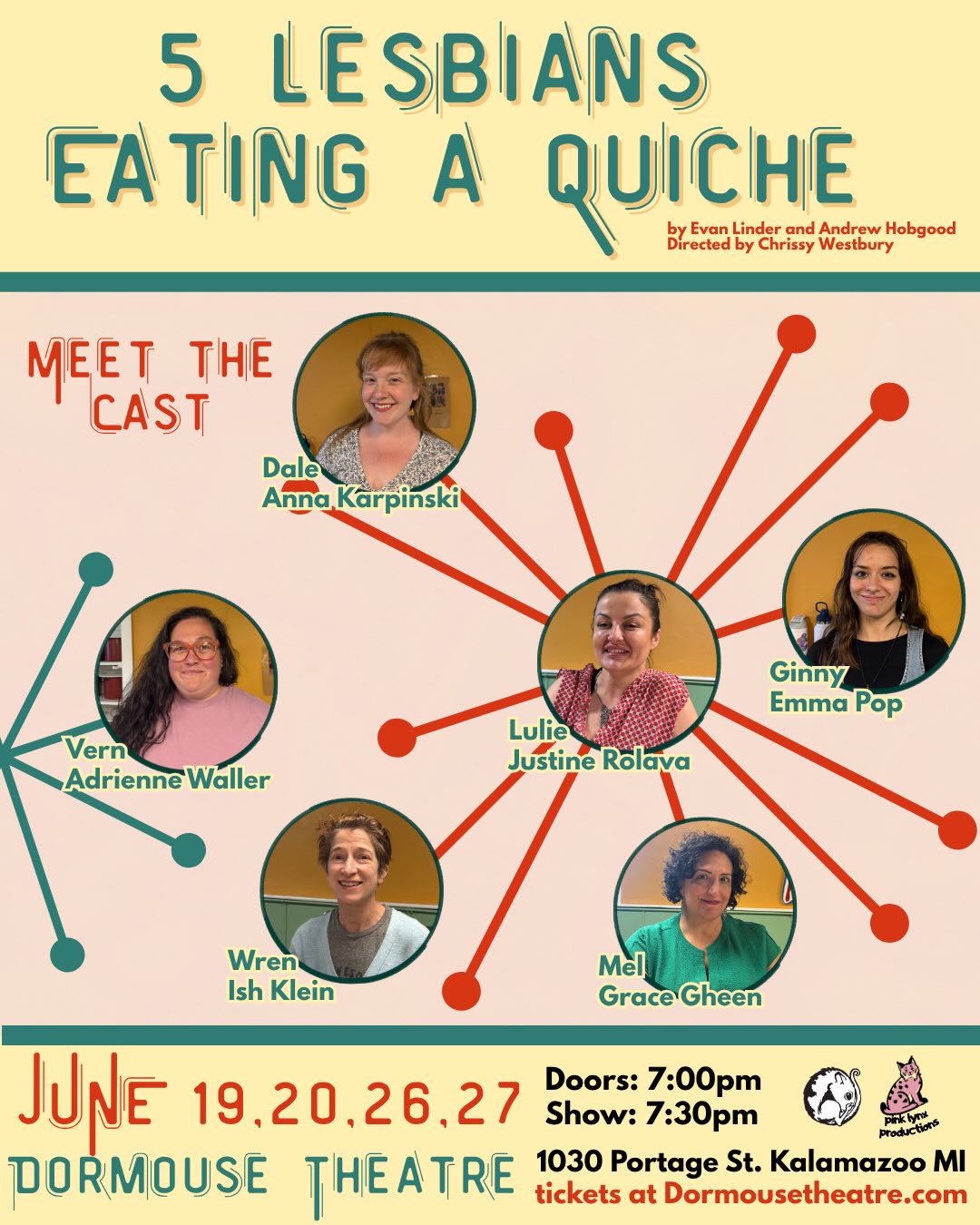 Congrats to the cast of “5 Lesbians Eating A Quiche”. The first read through had us in stitches. Tickets are on sale now at dormousetheatre.com