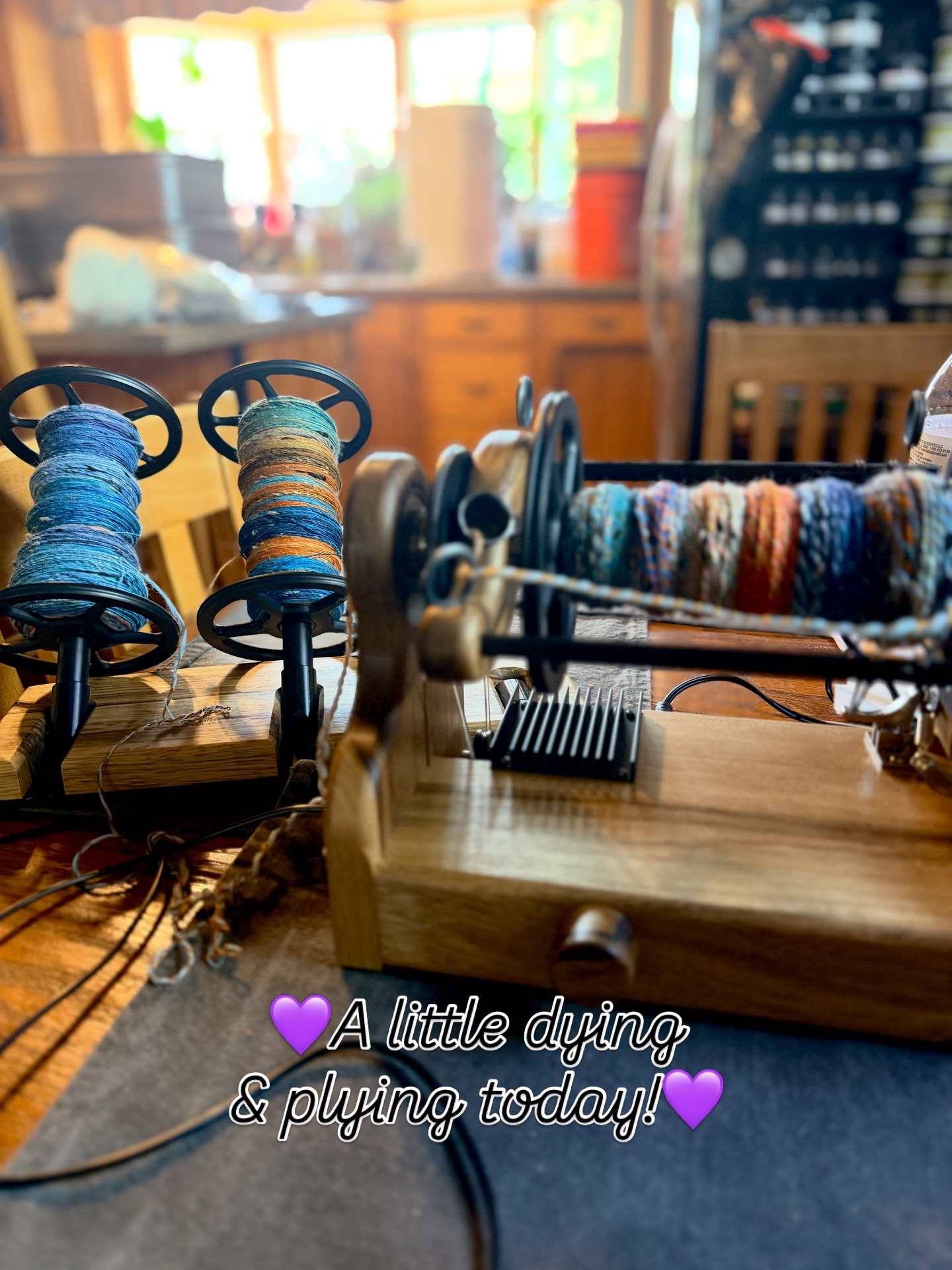 Just Dying & Plying today. This weekend you can catch us on Saturday from 10-4pm in downtown Washington PA for the Running of the Wool Festival.
Our setup will be drastically different than our newest norm. I will have my traditional wheel and I will be spinning all day long as a demo. We will have fiber, some non-superwash yarn (mostly that you can pair with our handspun for kits). Be sure to stop by and say “hi!” It really is the highlight to every show!
#fiber #fiberfest #yarn #knitting #crochet