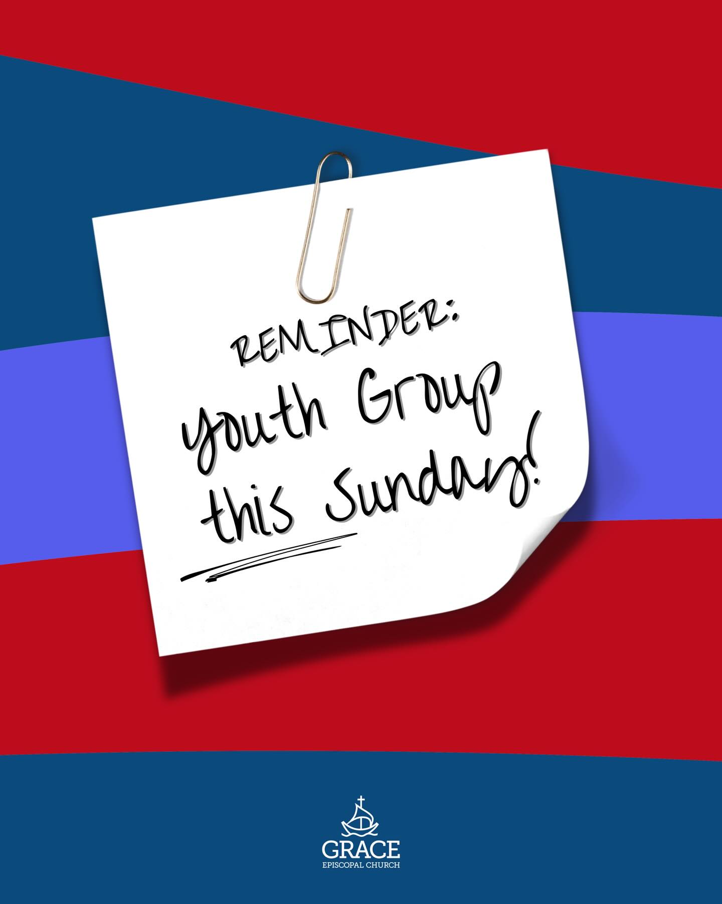 Just a quick reminder that we’ve got Youth Group tomorrow at noon in the Youth Room. Grab some pizza and come on down! ♥️💙💜