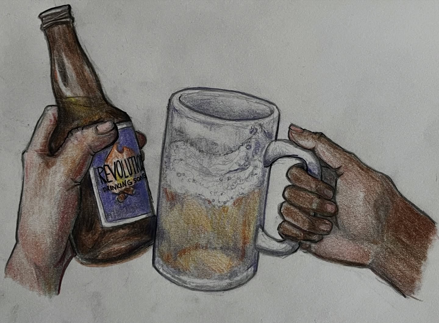 Cheers! Revolution Drinking song is almost at 250k streams!!! Drink to the people that stand against evil🍻
Thank you everyone who listens, shares, and makes the world a better place :))
Drew this at the bar last night with a beer in my hand and a lot of warmth in my heart 😋