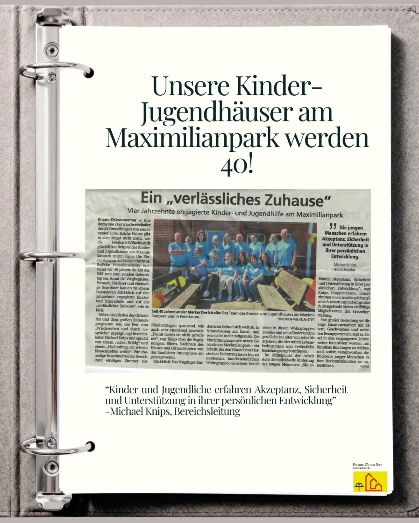 40 Jahre Kinder-und Jugendhäuser am Maximilianpark- 40 Jahre ein verlässliches Zuhause. Unser Jubiläum war für uns alle ein sehr emotionaler Tag- vor allem aber für ehemalige Besucher*innen. Ein Blick in die ehemaligen Zimmer und damit ein kleiner Rückblick in die Vergangenheit. Ein bisschen fühlte sich der Tag an wie ein Klassentreffen.
#fwshamm #Jugendhilfe #wohngruppenleben #jubiläum #kinderrechte