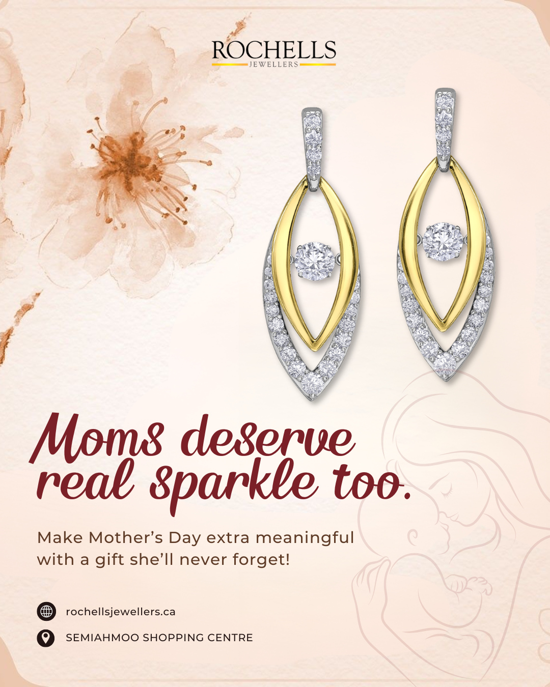 Moms deserve real sparkle too. ✨
This Mother’s Day, make her feel extra loved with a gift she’ll cherish forever. From timeless diamond pieces to meaningful everyday sparkle, find something as beautiful as the love she gives every day. 🤍
Visit us at Semiahmoo Shopping Centre and let us help you find the perfect piece for mom.
📍 Semiahmoo Shopping Centre | Surrey & White Rock