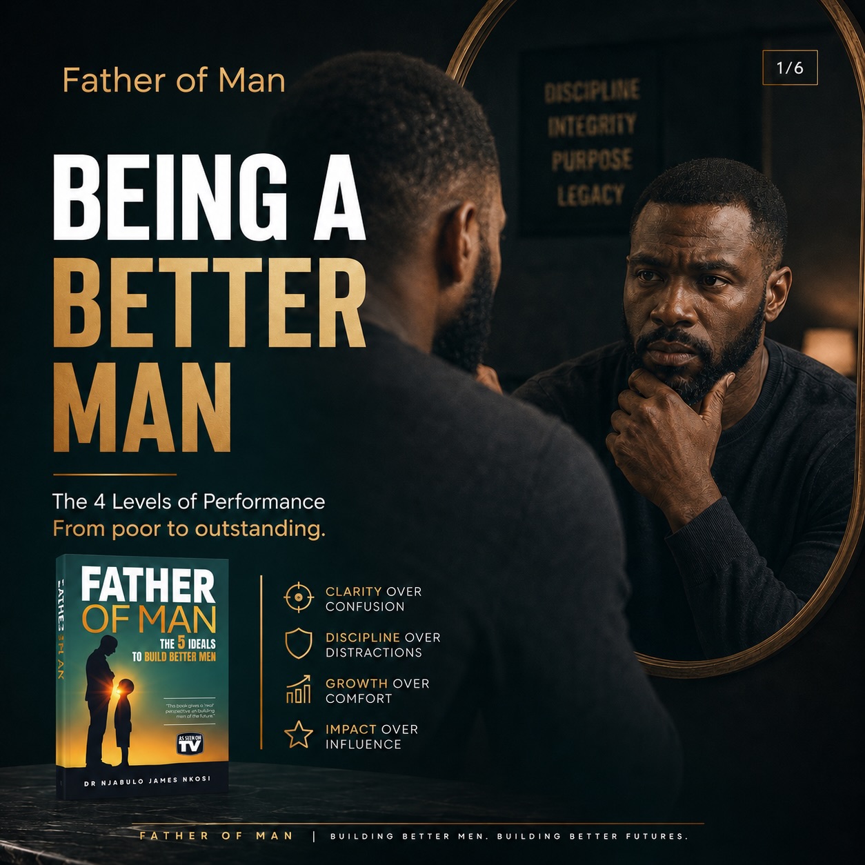 A better generation does not happen by accident.
It is built through honesty.
Responsibility.
Healing.
Fatherhood.
And the courage to become the man your children, family, and future need.
“This is not self-help. It is self-confrontation.”
Father of Man is available now at Exclusive Books and as an eBook on Amazon.
Get your copy. Read it. Face yourself. Build better men.
#FatherOfMan #BetterMen #Fatherhood #Masculinity #DrNjabuloJamesNkosi