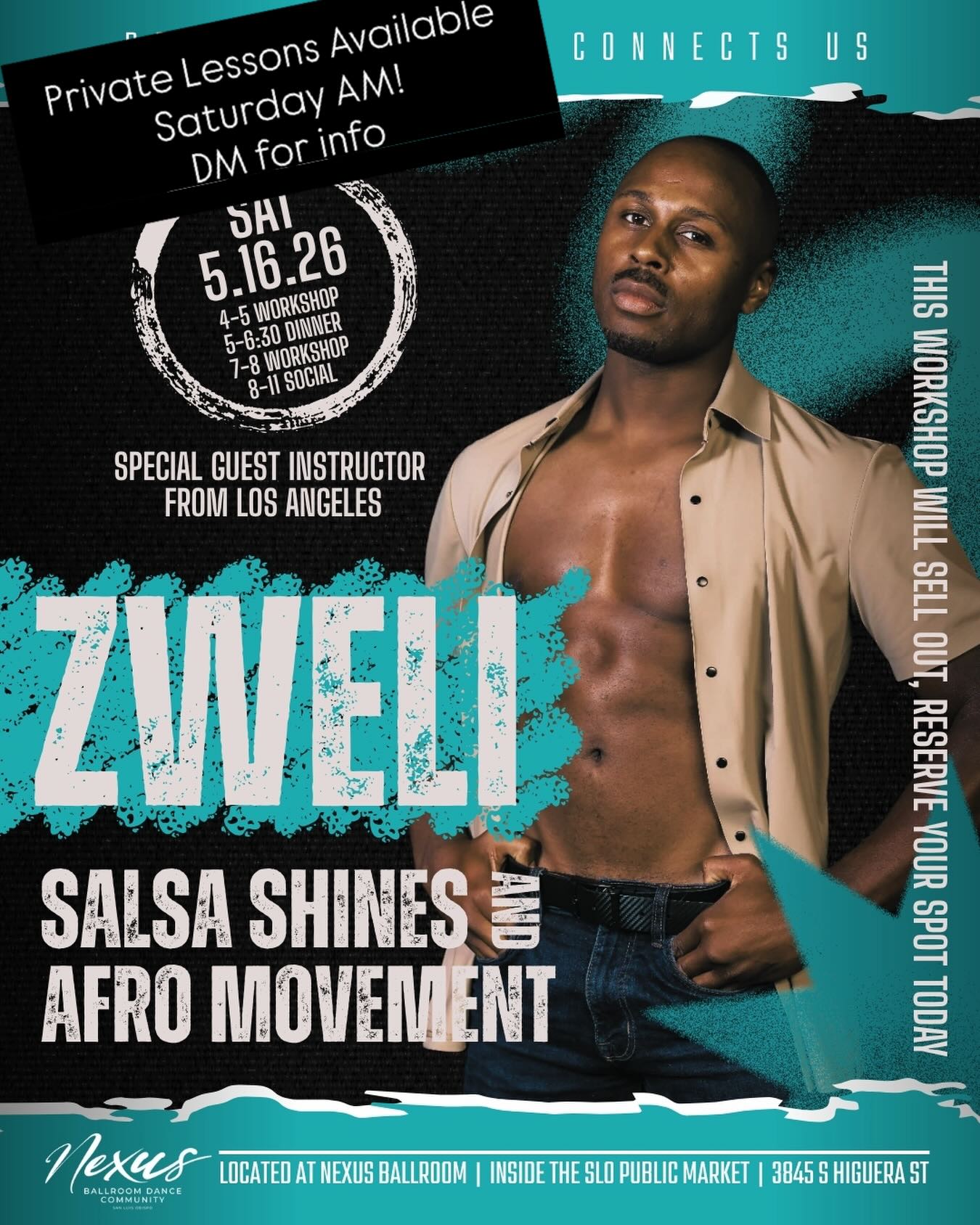 Limited number of private lessons available with Zweli Saturday morning 🔥
Great opportunity to work one-on-one on movement, musicality, styling, confidence, social dancing, and more.
DM us for info or to reserve a spot!