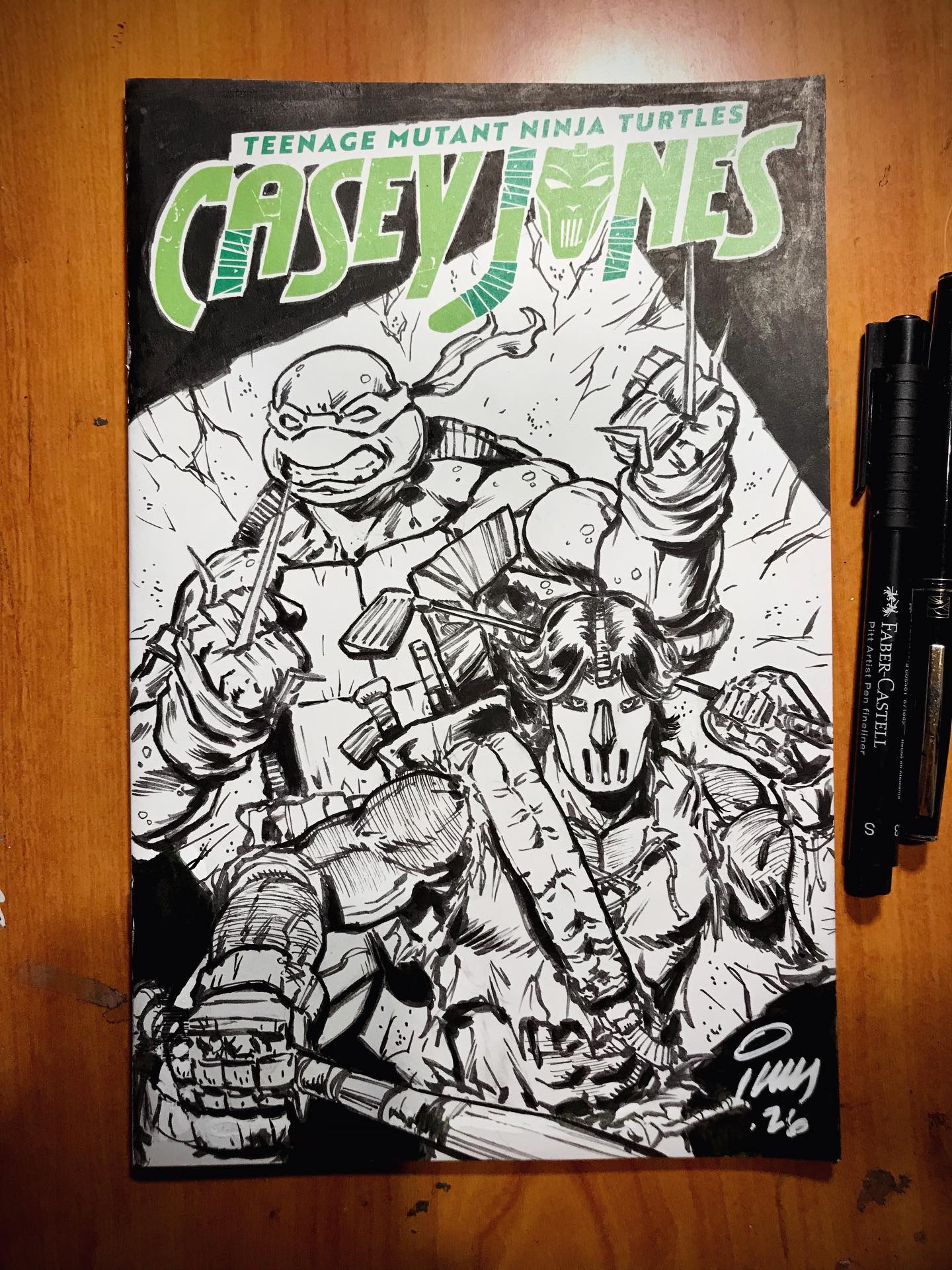 Finished Casey Jones and Raphael sketch cover we started on this past Wednesday’s Livestream. #tmnt #ninjaturtles #teenagemutantninjaturtles #comics #comicart