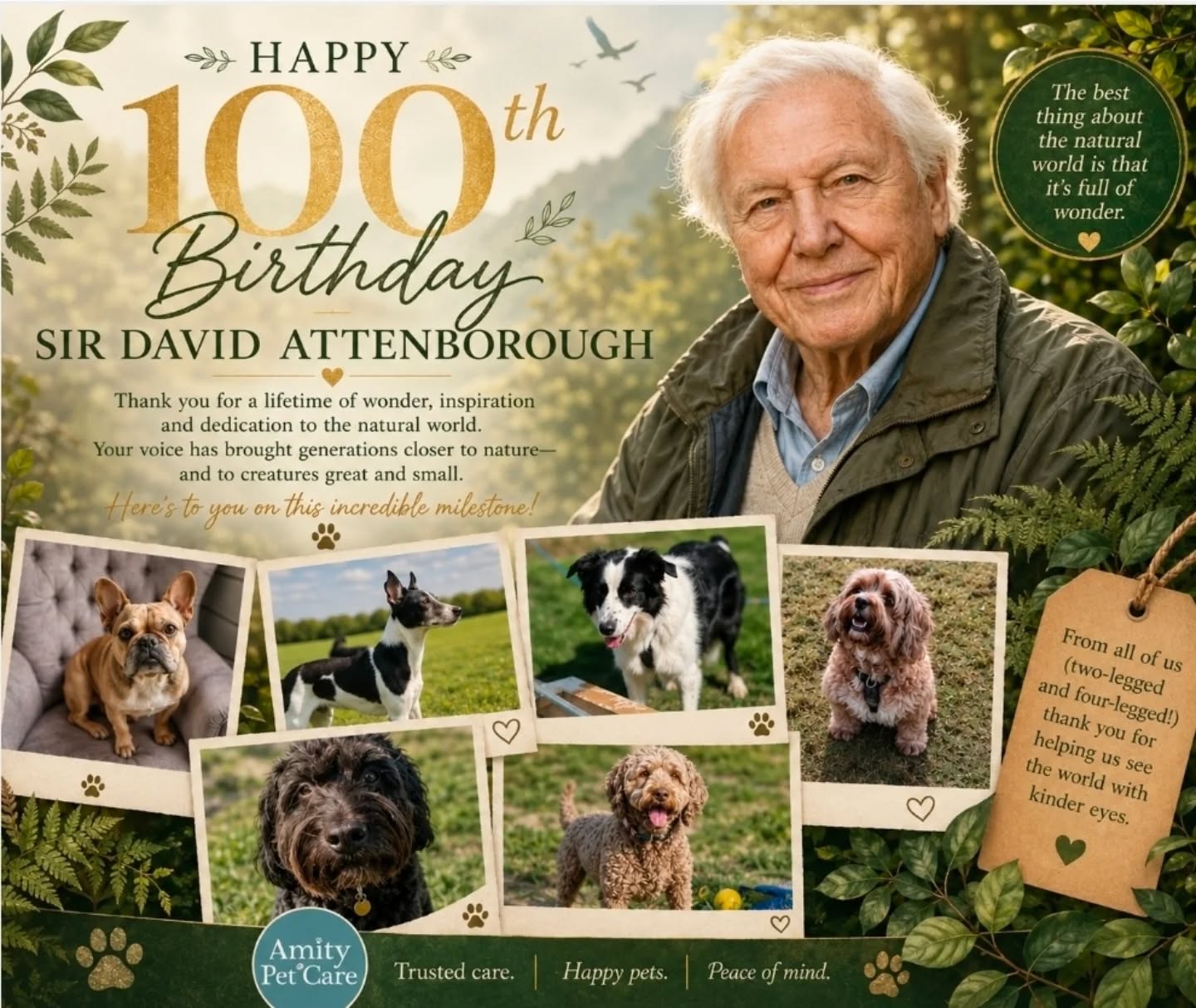Happy 1๏ธโฃ0๏ธโฃ0๏ธโฃth birthday, Sir David Attenborough!