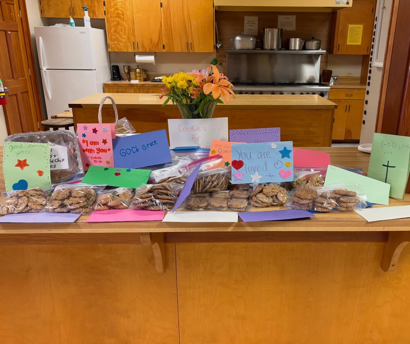 What could be more beautiful than a pile of homemade cookies and loving cards made by the hands and hearts of children! These offerings of “agape” or love were offered up by our congregation to the Kairos Prison Ministry team who is headed to Angola to be in retreat with 24 men. Join us in praying for our Kairos partners and that all participating might experience the boundless love of our God.