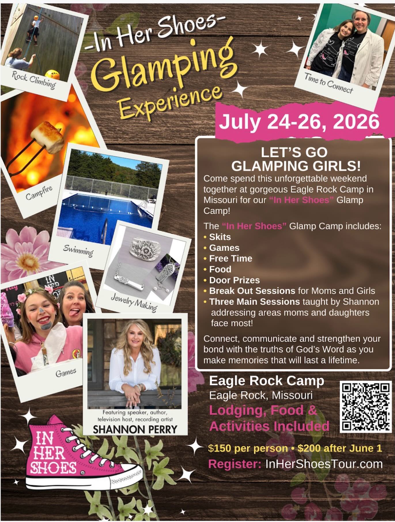 GLAMP CAMP time is here! Who's coming with us this year for this amazing weekend of worship, fun and activities with your girl? Don't miss it! Register today-https://shannonperryministries.ticketspice.com/inhershoesglampcampeaglerock2026