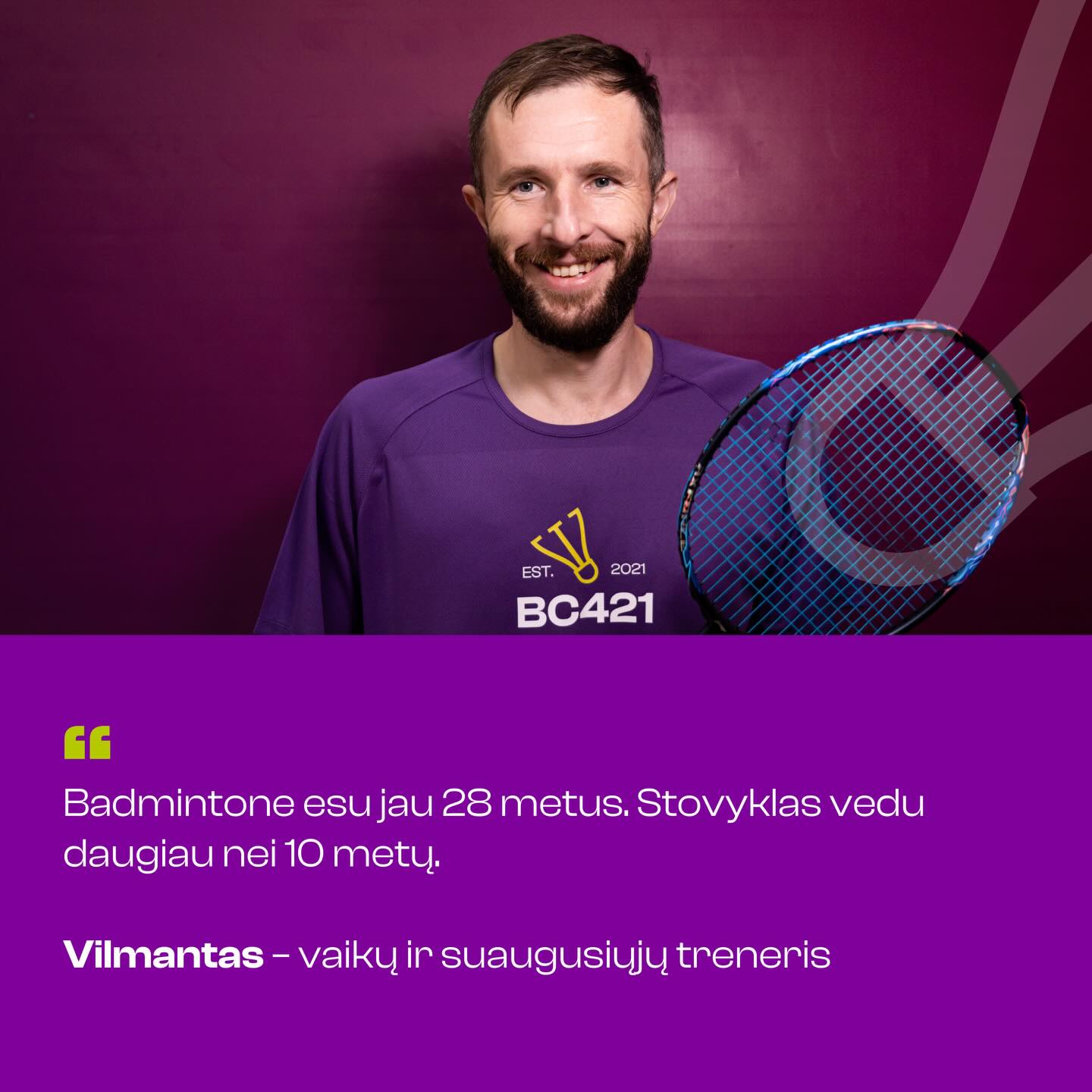 🏸 Badmintono vaikų vasaros stovyklos – profesionaliose ir patikimose rankose! Susipažinkite su treneriais ir stovyklų vadovėmis.
Laukia ne tik fizinės, bet ir protą lavinančios treniruotės, žaidimai, pramogos.
Dienos stovyklų datos ir amžiaus grupės:
06.22 – 26 (11-15 metų)
06.29 – 07.03 (7 - 11 metų)
07.06 – 10 (7-11 metų)
07.13 – 17 (7-11 metų)
07.20 – 24 (11-15 metų)
07.27 – 07.31 (11-15 metų)
08.03 – 08.07 (11-15 metų)
08.10 – 08.14 (7-11 metų)
🌞Stovyklose gali dalyvauti ir niekada badmintono nežaidę vaikai. Inventoriumi pasirūpiname, telieka turėti sportinę aprangą.
Preliminari dienotvarkė:
8:30-9:00 Atvykimas
9:00-11:00 Super duper smagi veikla
11:00-12:30 Badmintono treniruotė
13:00 Pietūs
13:30-15:30 Super duper smagi veikla
15:30-17:00 Badmintono treniruotė
17:00-17:30 Išvykimas
‼️ Vietų skaičius itin ribotas – paskubėkite užregistruoti!
Stovyklos vyksta: Verkių g. 29 (Ogmios miestas).
#vaikustovyklavilniuje #vaikustovykla #vasarosvaikustovykla #badmintonas #badminton