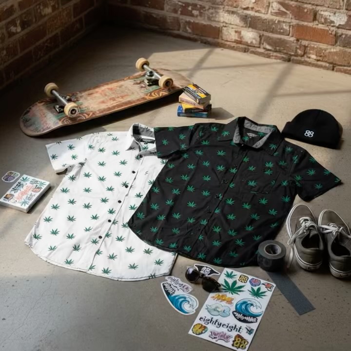 Freshly rolled out 🌿😮💨
New weed button ups just landed 🌿
These shirts are pretty lit… literally 😮💨
#eightyeightbrand #losangeles #menstshirts #newarrivals