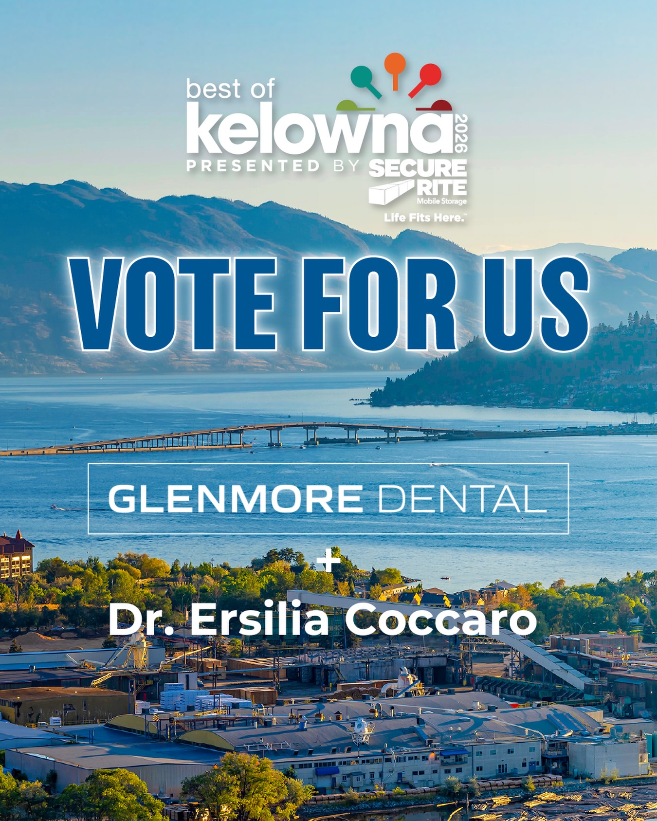 Best of Kelowna is back and we have made it to the voting round for Best Dental Clinic, as well as individual Dentist.
🦷
If you could go vote for 🔹GLENMORE DENTAL🔹 as well as 🔹DR. ERSILIA COCCARO🔹 we would greatly appreciate it!
Go online to search ‘Best of Kelowna’, unfortunately links do not work 🫠
#bestofkelowna #bestofkelowna2026 #dentistkelowna #kelownadentist #kelownanow
