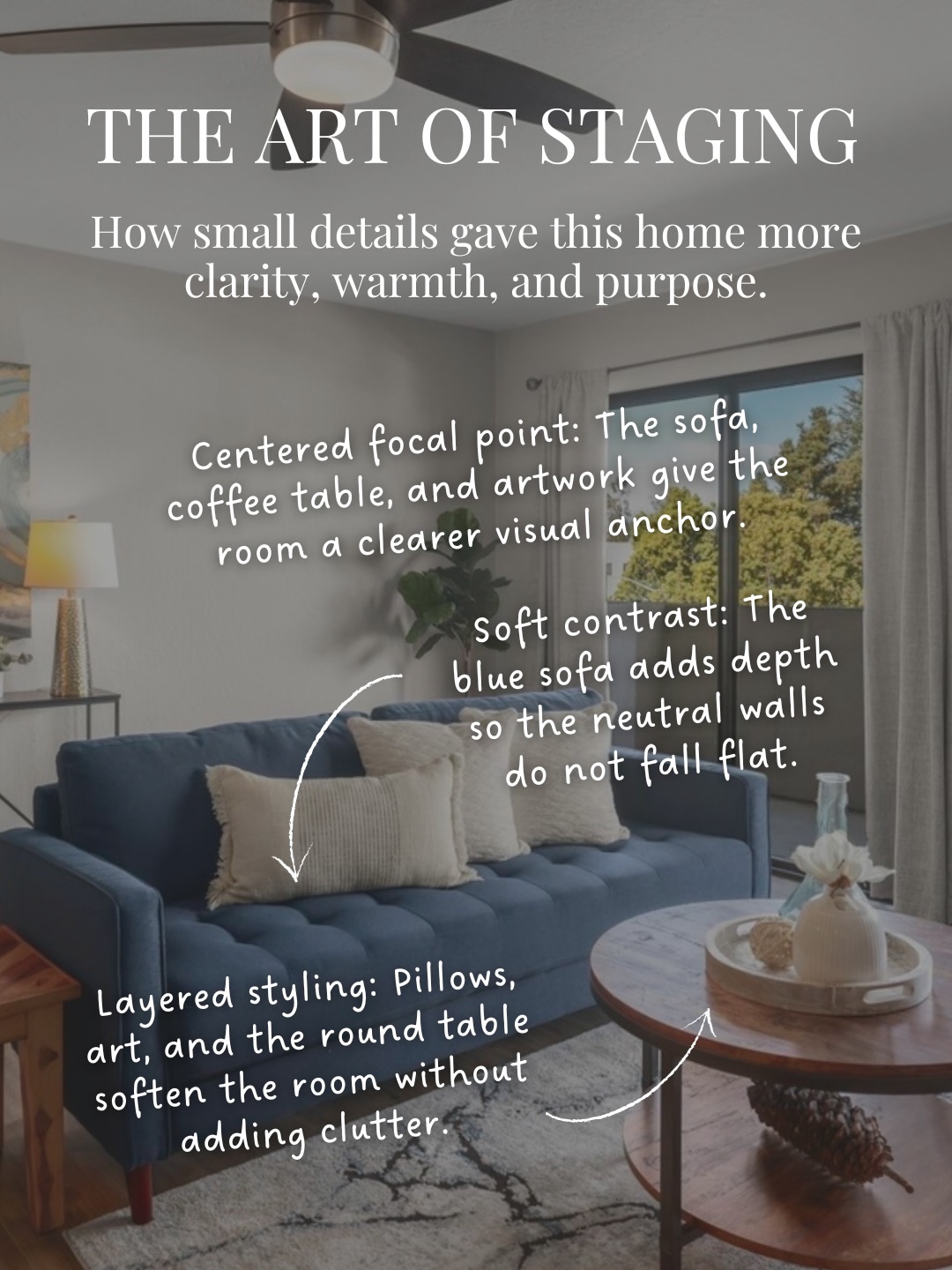 Sometimes, staging works best when you start following what the home is telling you.
In this San Leandro condo. the slider and window wall wanted the living room to stay open, so the round coffee table mattered.
The overhead fixture wanted the dining table centered beneath it, so the middle of the condo finally felt claimed.
The long kitchen footprint needed cleaner counters and less visual interruption. The primary needed the eye pulled straight to the bed wall instead of letting the room flatten out.
None of those choices were random. They came from what the layout was already asking for.
Elite Staging and Design provides vacant home staging in San Leandro and across Alameda County.
East Bay realtors - do you need staging for an upcoming listing? DM us to talk through the next steps!