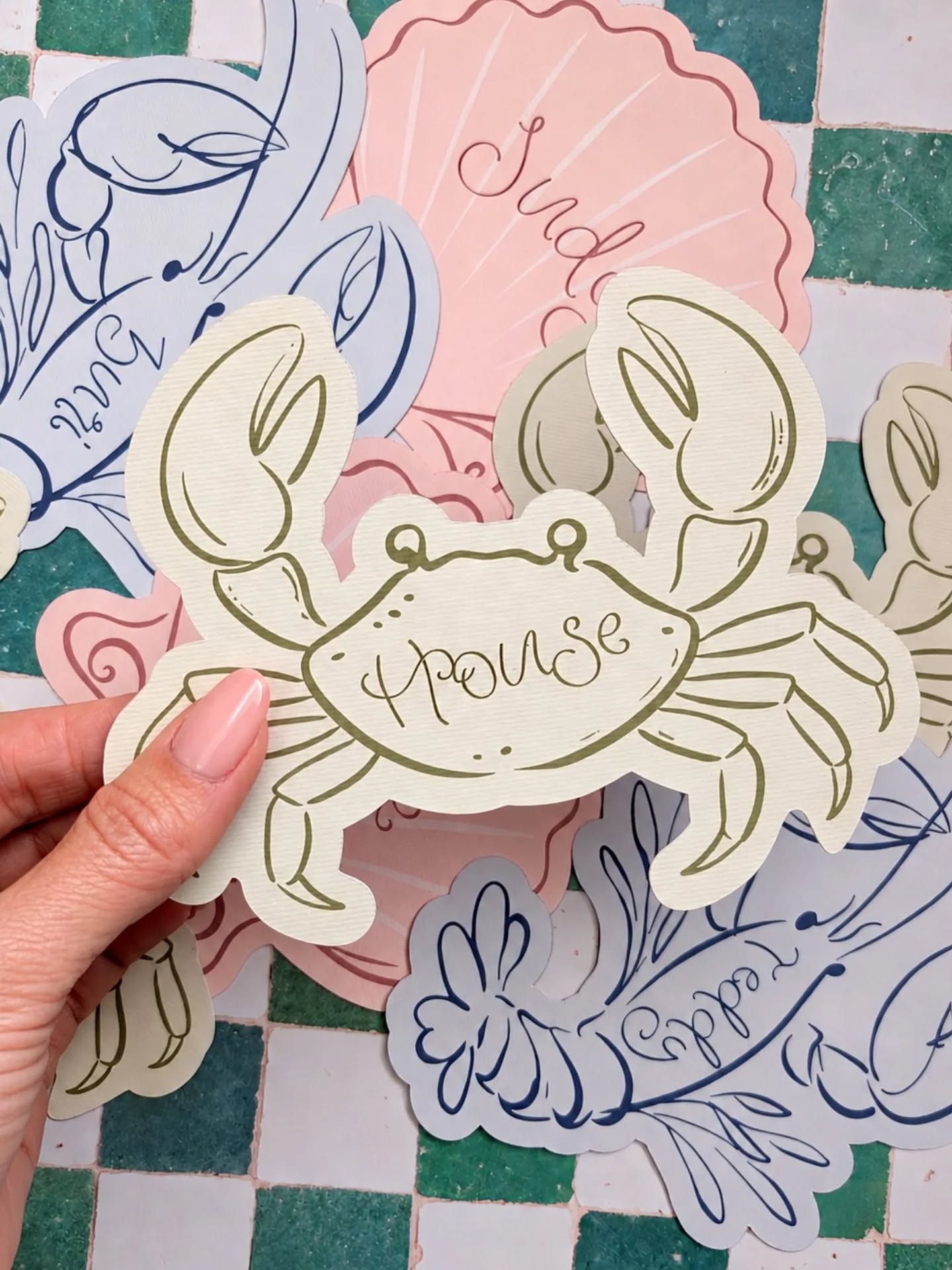 A mix of ocean-inspired place cards for Lucy & Doug’s recent wedding in Portugal 🐚🦞
#placecards
#CoastalWedding
