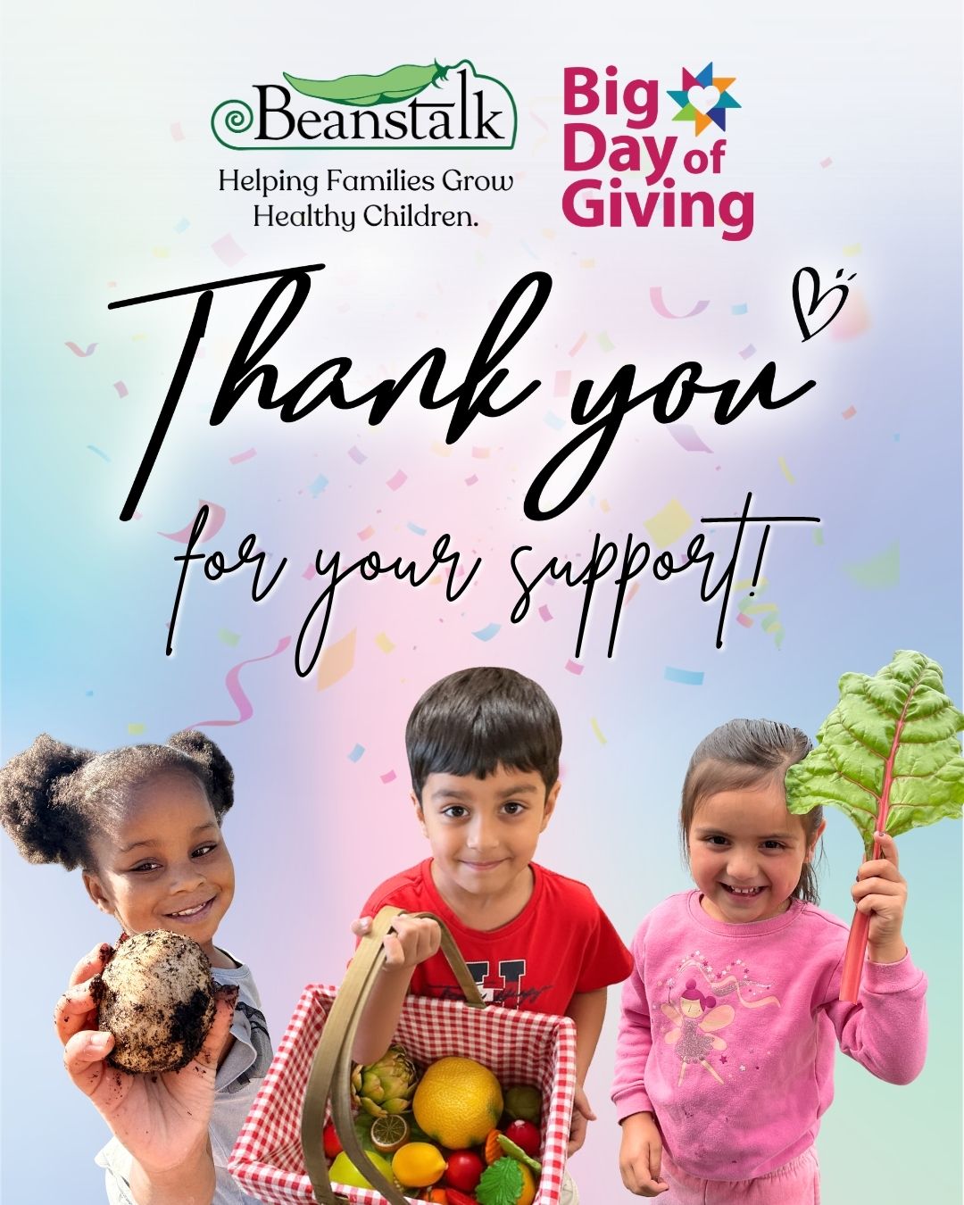 Thank you for showing up for Beanstalk's Early Care & Education programs this Big Day of Giving! 🌱
Your support goes a long way and we’re grateful to have you alongside us.💚
#Beanstalk #HelpingFamiliesGrowHealthyChildren #SacramentoFamilies #SacramentoNonprofit #BDOG #BDOG2026 #BigDayofGiving #preschool #toddler #ECE