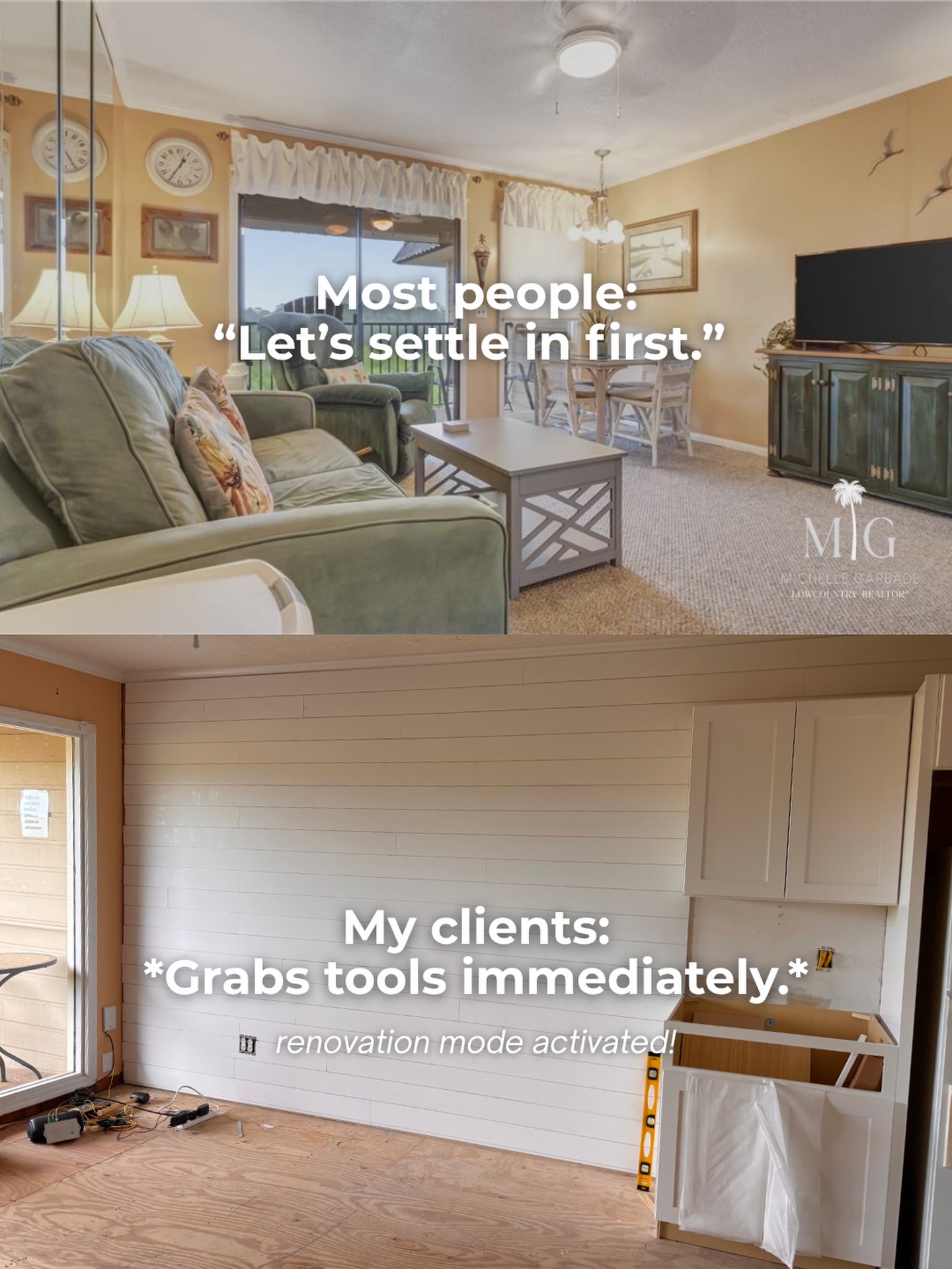 Some people unpack boxes first… my clients start picking paint colors before the moving truck even leaves. 😂🔨
One of the best parts of homeownership is making a space truly yours — and my buyers wasted no time bringing their vision to life in their Hilton Head Beach & Tennis villa. ✨
From closing day to renovation day, the excitement is REAL around here. Can’t wait to see the finished transformation!
Would you be the “settle in first” type or the “start renovating immediately” type? 👇🏼
#homerenovation #villarenovation #homereno #realestate #hiltonheadislandsc
