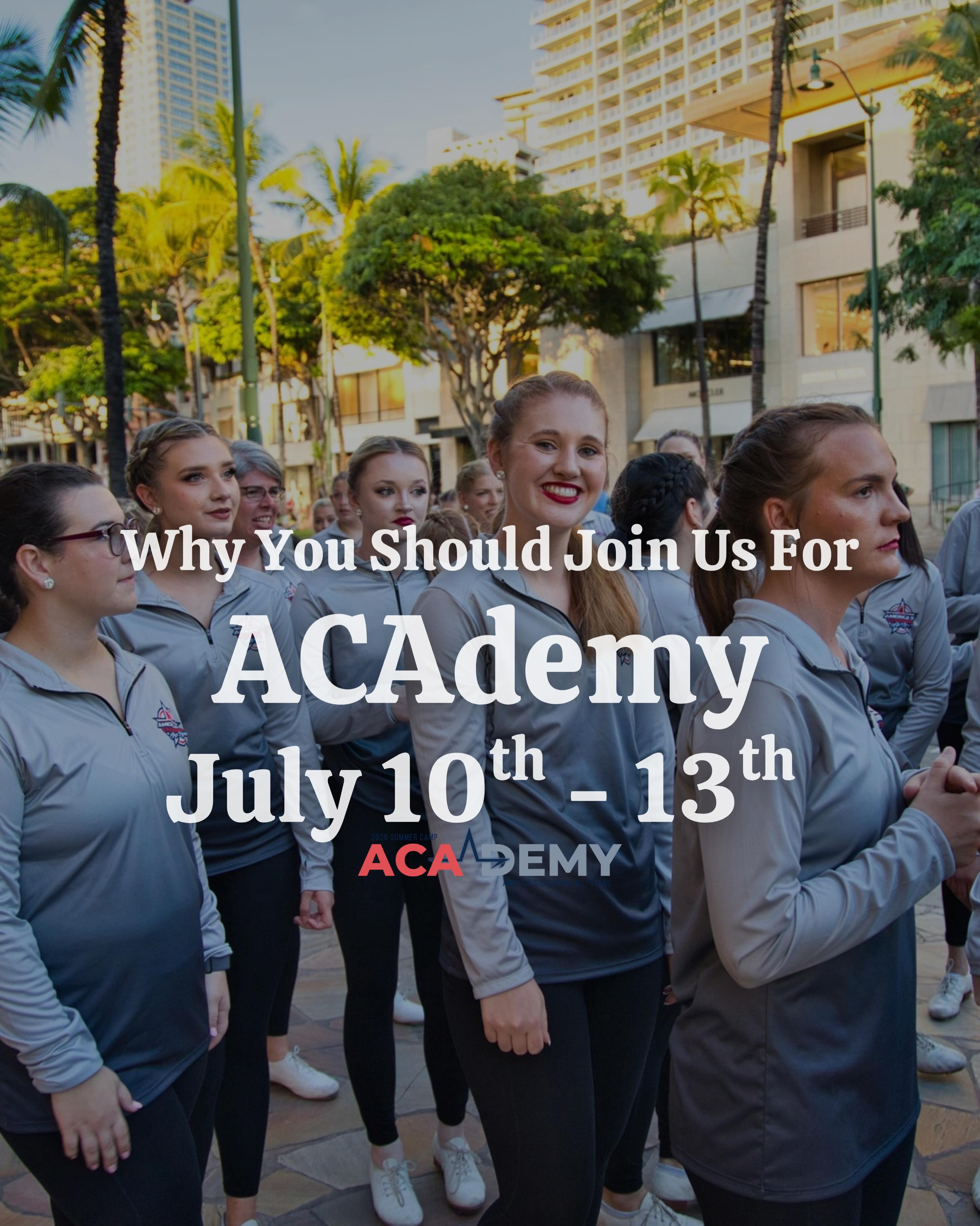 Why You Should Join Us For ACAdemy!!!🌟🤍
1. 4 Days of Clogging
2. Friendships
3. Variety of Classes
4. Housing & Meals
5. Memories!!
Our camp has been curated with love and care! We hope that you join us for ACAdemy this summer: July 10th - 13th!
Register Today!
https://www.americascloggingallstars.com/academy