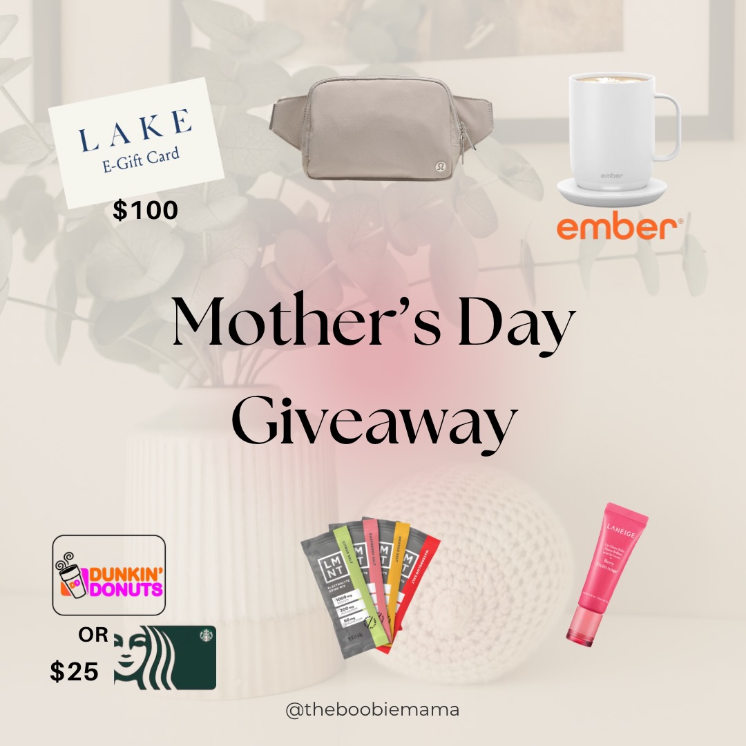 ✨ MOTHER’S DAY GIVEAWAY CLOSED ✨& the winner is @smastaa — congratulations!!!
because moms deserve to be taken care of too 🤍
As a mama myself, I know how much motherhood asks of us every single day… so I wanted to put together a little giveaway filled with some of my favorite cozy + practical things to spoil one deserving mama this Mother’s Day 🫶🏼
ONE winner will receive:
• $100 LAKE Pajamas gift card
• Lululemon belt bag
• Ember self-heating mug
• LMNT electrolyte packets
• Laneige lip treatment
• $25 Starbucks OR Dunkin gift card ☕️
TO ENTER:
🤍 You must be following @theboobiemama
🤍 Like + save this post
🤍 Comment and tag a mama friend who deserves this (each comment = extra entry)
🤍 Share to your stories & tag me for bonus entries
✨ BONUS:
Tell me in the comments what has made you feel most supported in motherhood lately — whether it’s your village, your partner, therapy, coffee, surviving on snacks, or simply making it through the day. I want this space to feel like community, not just a giveaway!!!
Winner will be announced on Mother’s Day 💐
Please note:
• Open to US residents only
• Must be 18+ to enter
• This giveaway is not sponsored, affiliated, or endorsed by Instagram, Starbucks, Dunkin, Lululemon, Ember, LAKE, LMNT, or Laneige
• Beware of scam accounts — I will NEVER ask for payment or credit card information to claim your prize
• Winner must respond within 24 hours or another winner will be selected
And truly… thank you for being here. Whether you’re pregnant, postpartum, pumping, breastfeeding, combo feeding, healing, surviving the newborn trenches, or raising big kids now… you deserve support too 🤍