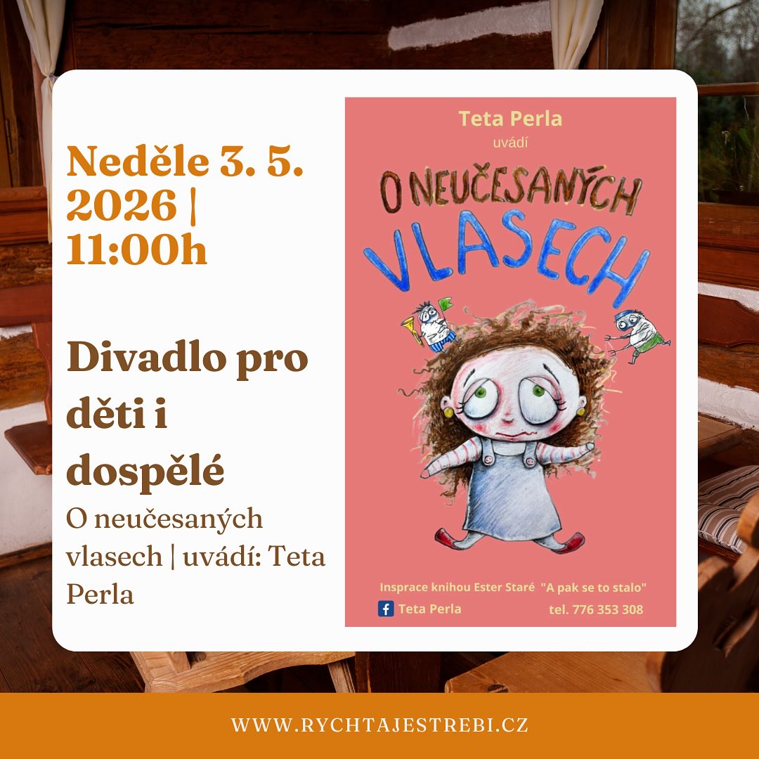 ✨ Pohádka, tvoření a radost v jednom dni…
Představ si neděli, kdy se děti smějí, tvoří a ponoří se do pohádky 🎭💛
Na Rychtě jsme si užili čarodějnice i Máj… a teď přichází něco opravdu kouzelného ✨
👧 Pohádka „O neučesaných vlasech“ od Tety Perly
🎨 dílničky, kde si děti vytvoří vlastní šperk 💍
To je milý den, na který se nezapomíná 💫
📅 3. 5. 2026 | 11:00
📍 Rychta Ještřebí
💬 S kým dorazíš?
#rychtajestrebi #akceprodeti #kamsdetmi #rodinnyvikend #pohadky #divadloprodeti #ceskarepublika #vikend #zazitky #familytime #kidsfun #ceskyinstagram #vylet #ceskodnes #deti #rodina #tvoreni #zabava #vikendovyplan #ceskoinsta #tipnavylet #momlife #kidsactivities #familyfun #eventprodeti