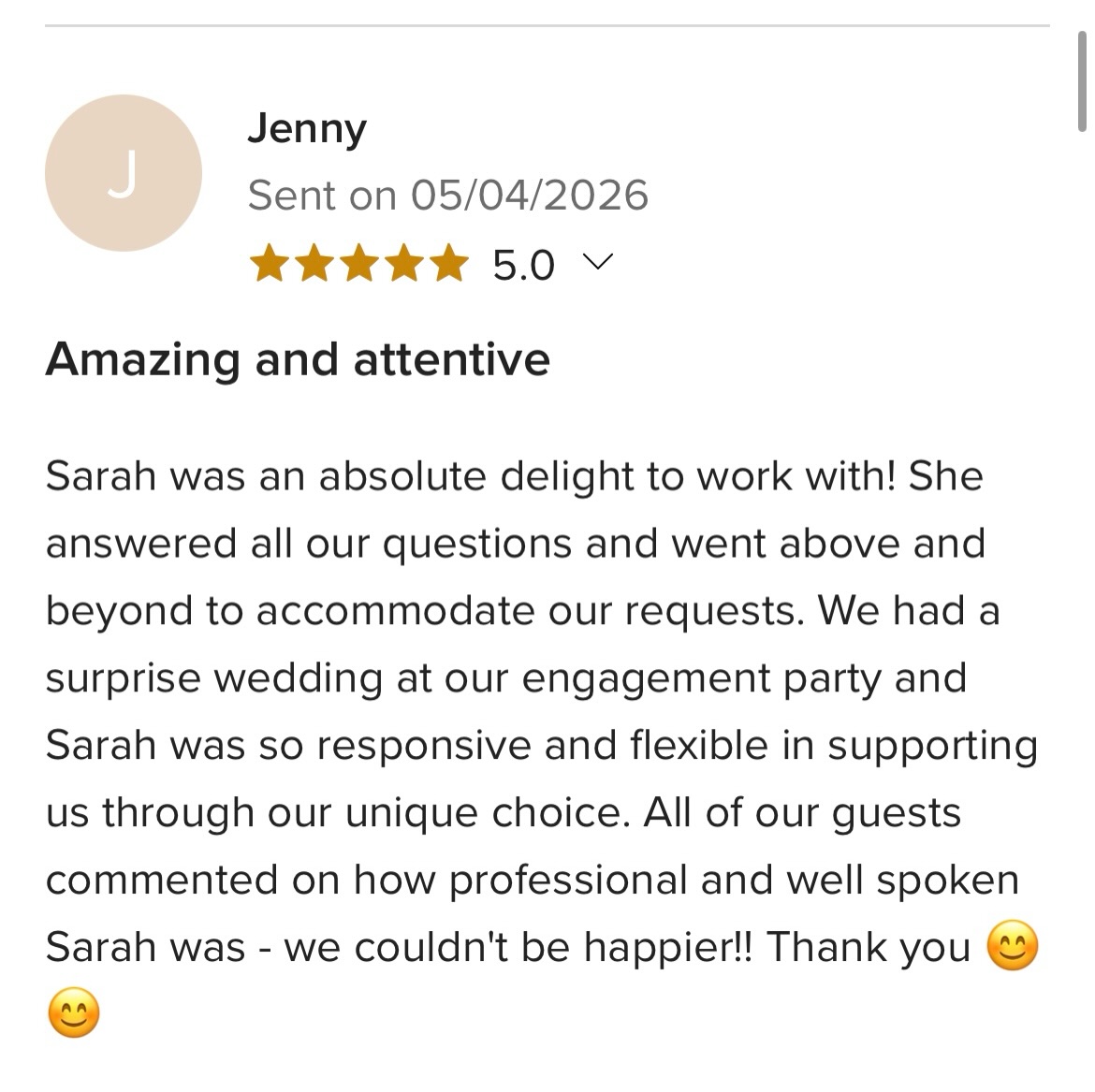 What a fun wedding this was! I will never forget it! Thank you for the review!