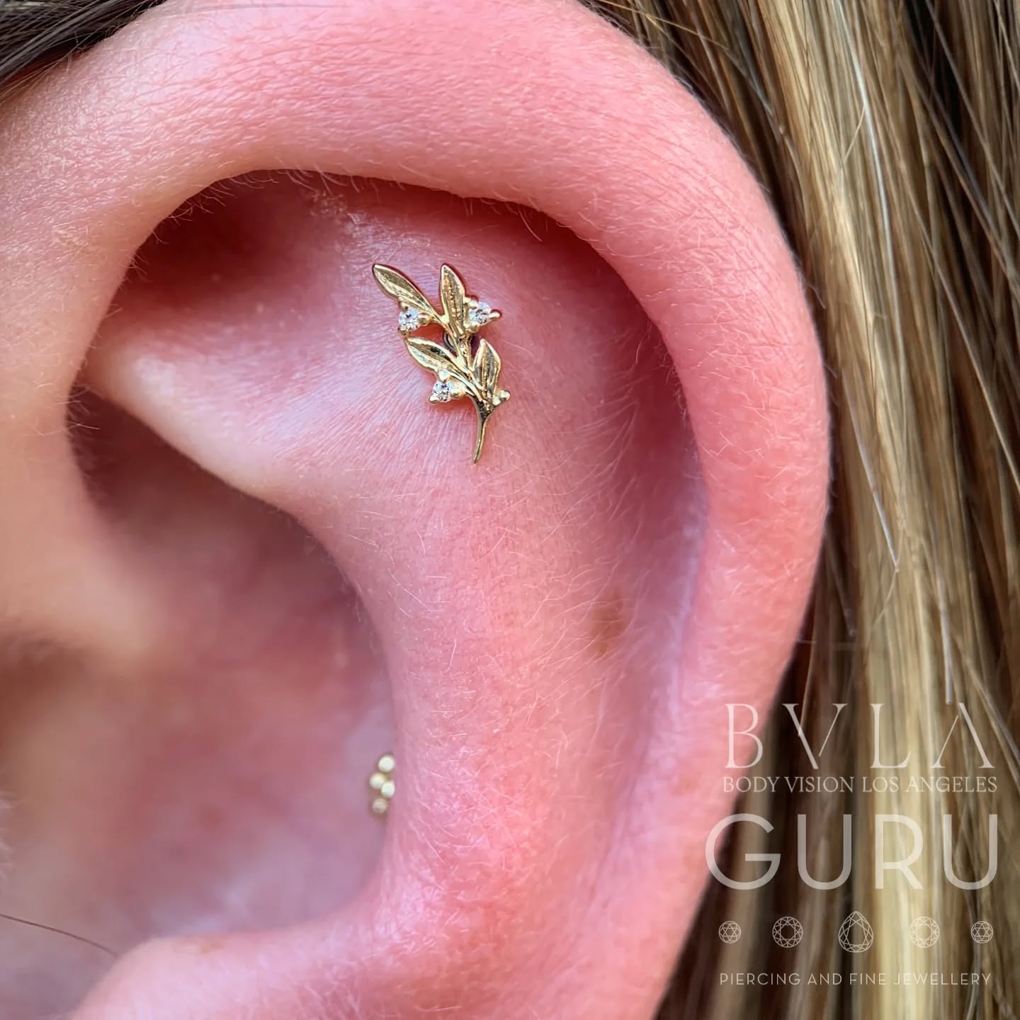 Fresh flat piercing featuring the stunning “Gethsemane” 🌿✨
Crafted in solid 14kt yellow gold with white CZ accents by @bvla /@bvlalove
Pierced by Franki 💜
We are available for all your piercing needs this weekend!!! Click the link in the bio to book, or give us a call!! 💎✨
•
•
•
•
•
•
•
•
#flatpiercing #earcuration #gurupiercing #bvla #bvlalove