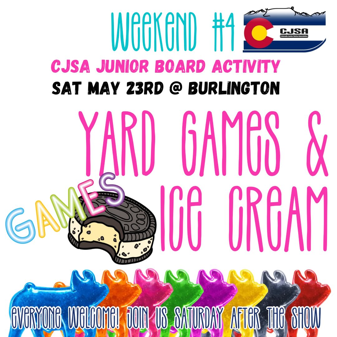 Ooooohhhh we’re excited for our junior board activity this weekend. Come hangout, play some games and enjoy some ice cream with us after the show. We’ll hangout in the grassy area just east of the barn about thirty minutes after the show. And rumor has it we’ll probably start with a ride on that antique carousel….