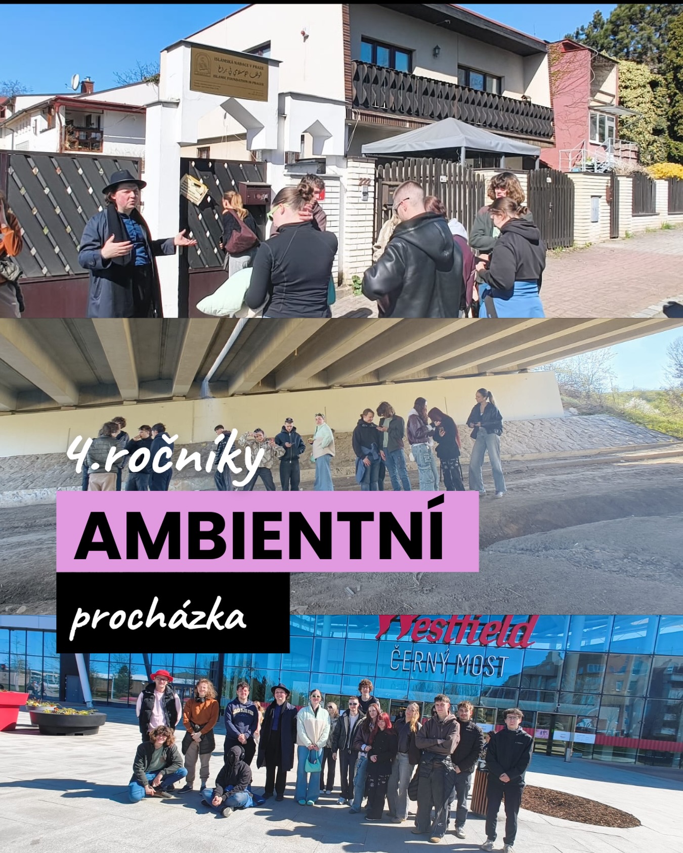 V dubnu se studenti čtvrtých ročníků v rámci HUMANITIES zúčastnili ambientní religionistické procházky za doprovodu hudby i duchovních zážitků. ✌️🙏
Během naší pouti jsme stanuli pod dálnicí, na vrcholu stolové hory, prošli magickým lesíkem plným roztodivných rostlin, živočichů i pozůstatků lidské přítomnosti, pohlédli na mešitu na Černém mostě, na katolický kostel v paneláku a došli až k chrámu konzumerismu. 👌
Studenti se seznámili s podobou městské divočiny, tím, jak může hudba doprovázet místa a zkušenosti a také s přizpůsobivostí tradičních náboženství na sídlišti na pražské periferii. 👍
#itg #gymnazium #prochazka