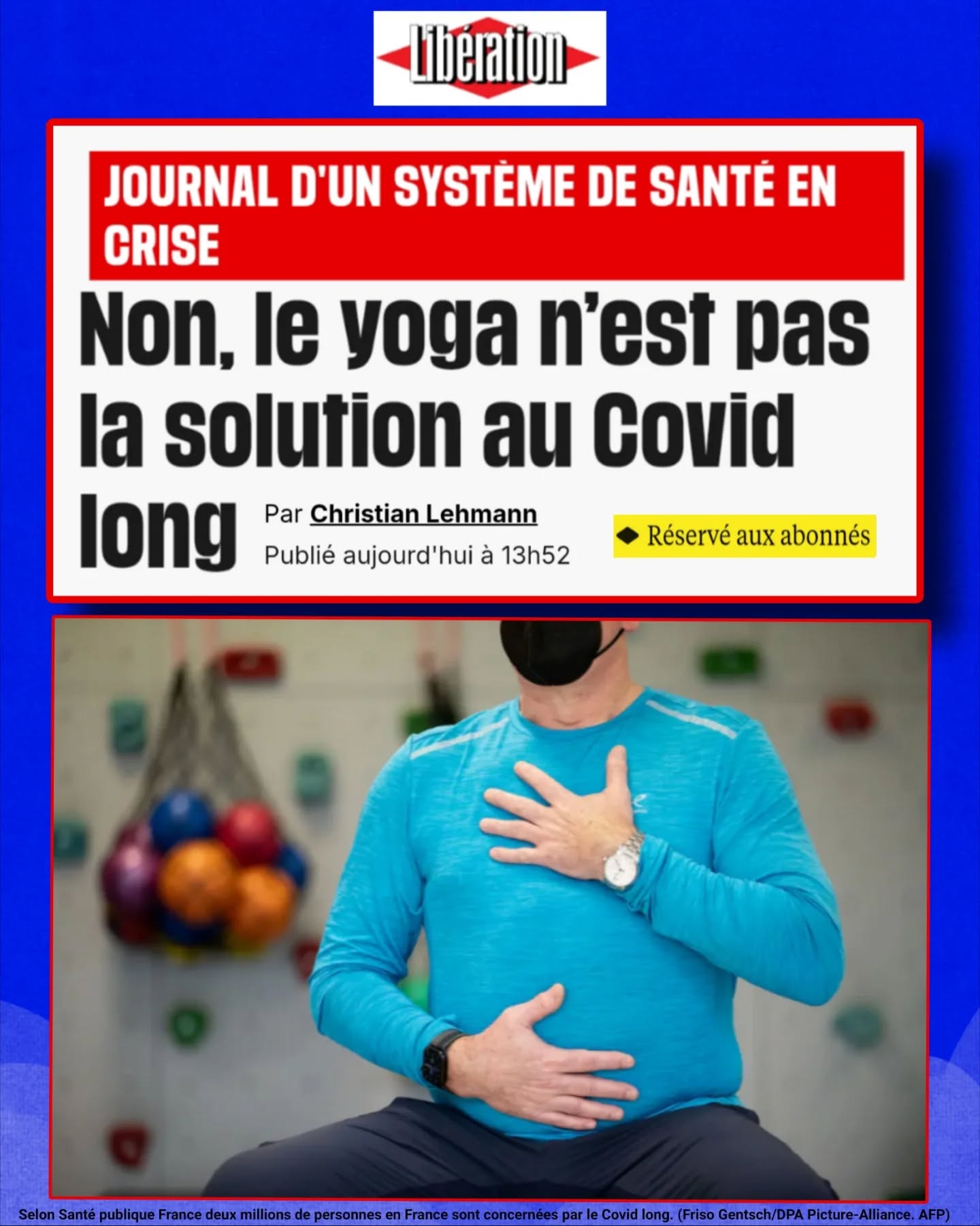 đ§”đąÂ« On veut des biomarqueurs, pas du yoga ! »
Dans une tribune, le médecin et écrivain Christian Lehmann revient sur les tensions autour du #CovidLong lors du colloque européen Long Covid EU Project à Paris.
đMerci Ă lui pour ce texte important.
đ· Des patients ont interrompu la confĂ©rence pour dĂ©noncer la psychologisation persistante de leur maladie et les discours rĂ©duisant leurs symptĂŽmes Ă un « cerveau en mode dĂ©fense ». @winslowsp @actioncovidlong_
đ§Ź Lâarticle rappelle pourtant que de nombreuses anomalies biologiques et physiologiques sont aujourdâhui objectivĂ©es chez les patients :
âąPersistance dâARN et de fragments viraux
âąDysfonctionnements mĂ©taboliques cellulaires
âąAtteintes du systĂšme nerveux autonome
âąNeuropathies des petites fibres
âąHypomĂ©tabolisme cĂ©rĂ©bral
âąActivation mastocytaire
đ„ La Pr Dominique Salmon-Ceron rappelle que les techniques de recherche progressent rapidement et que certaines anomalies sont retrouvĂ©es chez une majoritĂ© de patients #CovidLong, mais pas chez les tĂ©moins guĂ©ris.
đŹ Phrase forte de lâarticle :
« Pas de biomarqueur » ne veut pas dire « maladie imaginaire ».
đ§ Le neurobiologiste JĂ©rĂ©mie NaudĂ© critique sĂ©vĂšrement le concept de « cerveau en mode dĂ©fense » :
« Quand on dit âle cerveau est en mode dĂ©fenseâ, on ne dĂ©crit rien. »
â ïž Et surtout :
« Cette pseudo-modernisation lexicale cache la mĂȘme opĂ©ration : relocaliser la cause des symptĂŽmes dans une mĂ©sinterprĂ©tation du monde. »
đą Lâarticle dĂ©nonce aussi les consĂ©quences politiques et sociales de cette approche : transformer un problĂšme collectif de santĂ© publique en problĂšme individuel de perception.
đ„ « Câest un transfert de charge, une injustice Ă©pistĂ©mique, mĂ©dicale et budgĂ©taire, du collectif vers lâindividu malade. »
đ° Ă lire dans @liberationfr
https://www.liberation.fr/societe/sante/non-le-yoga-nest-pas-la-solution-au-covid-long-20260507_VWGHWM6JTZGGPHV3BQFX2LAJ54/
#CovidLong #LongCovid #PostViral Psychologisation HandicapInvisible StopMedicalGaslighting SantéPublique Apresj20